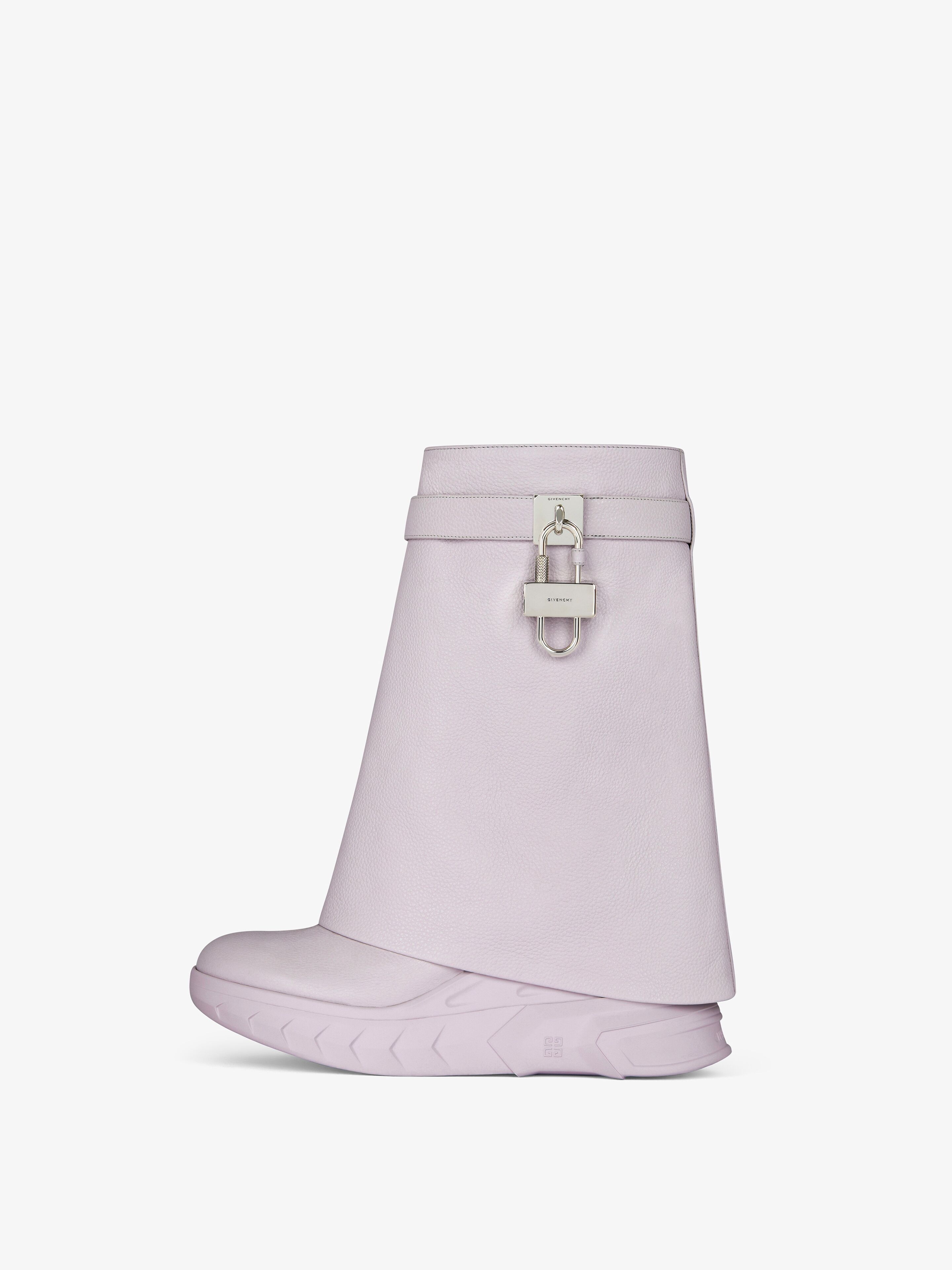 SHARK LOCK BIKER ANKLE BOOTS IN GRAINED LEATHER - 4