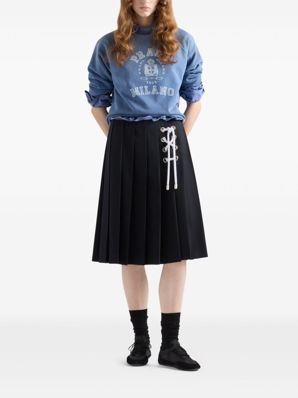 pleated gabardine midi skirt - 2
