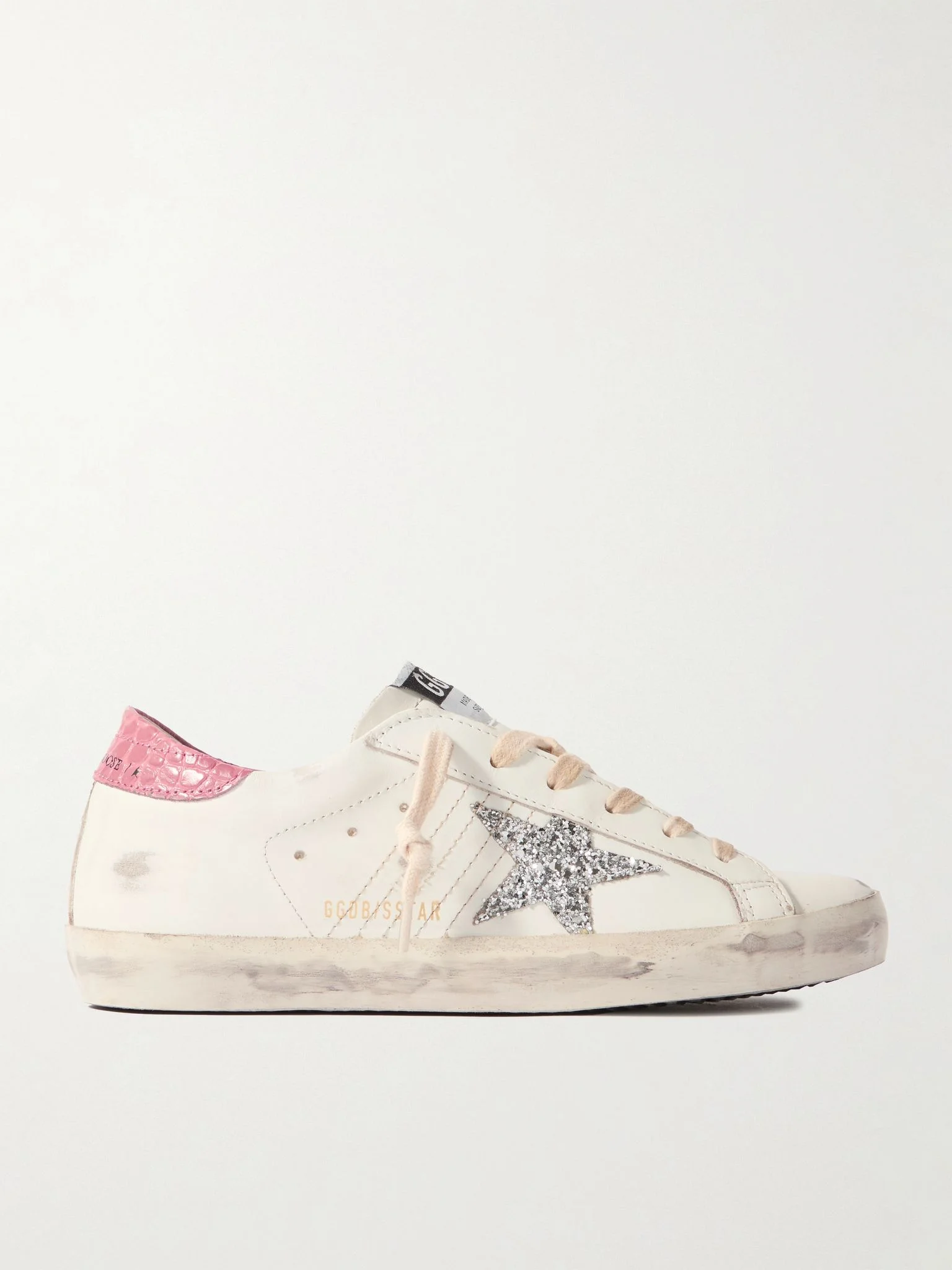 Super-Star distressed glittered leather sneakers White - 1