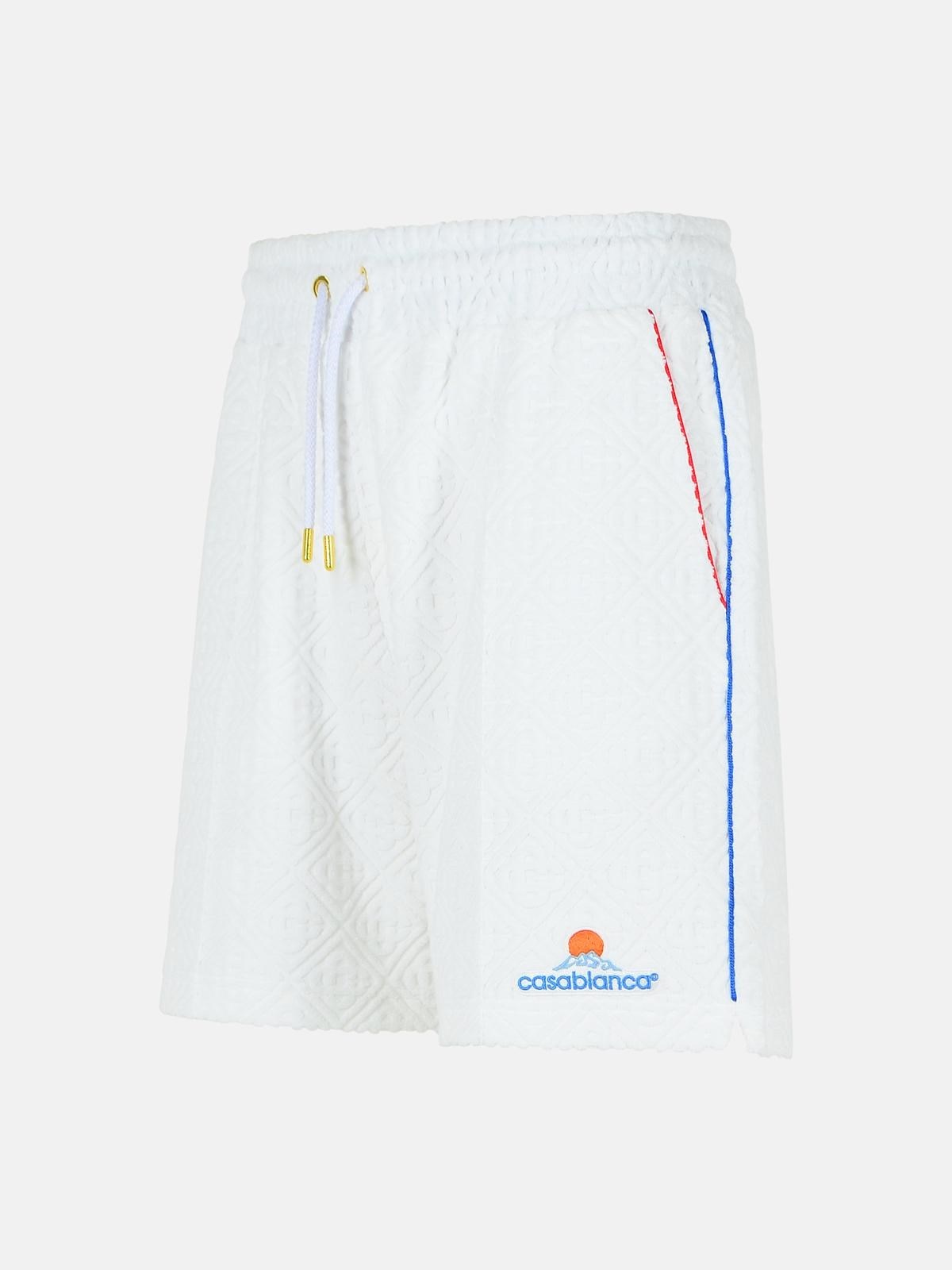 JACQUARD COTTON BLEND TERRY SHORTS WITH WHITE MONOGRAM - 2
