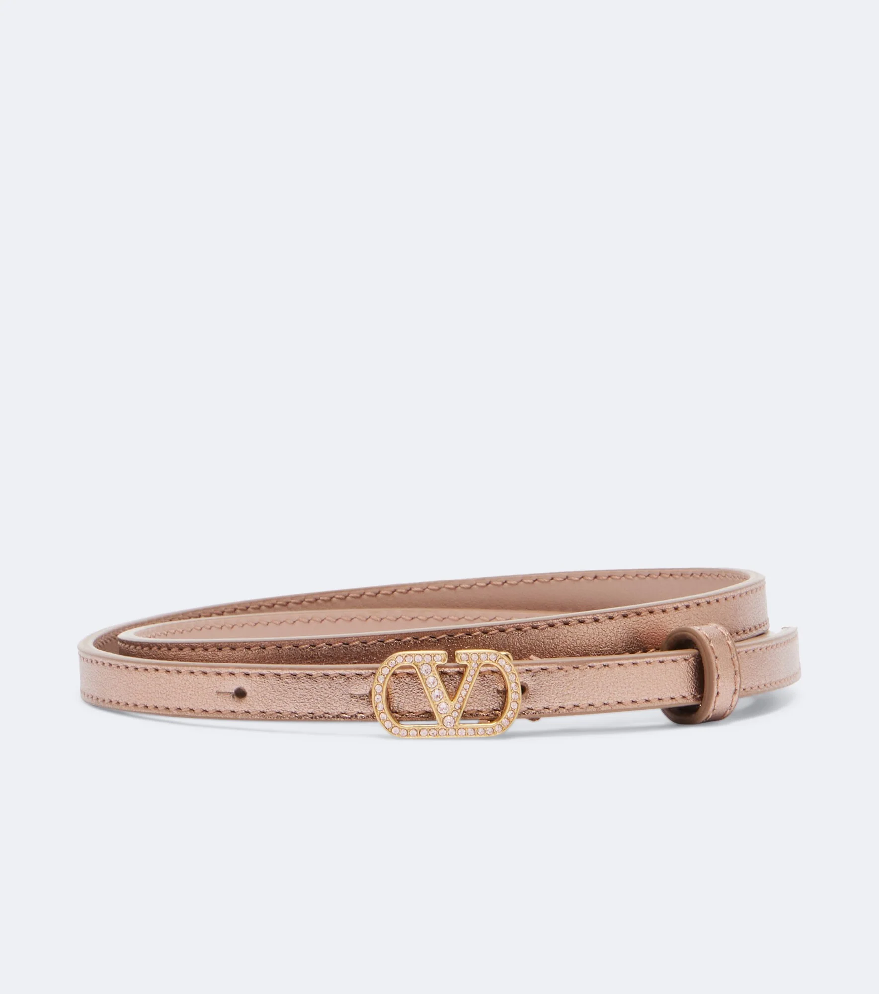 VLogo metallic leather belt - 1