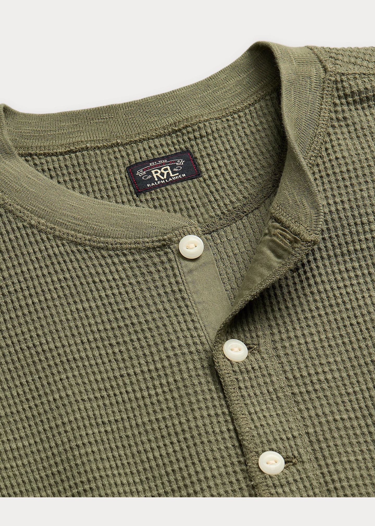 Garment-Dyed Waffle-Knit Henley Shirt - 4