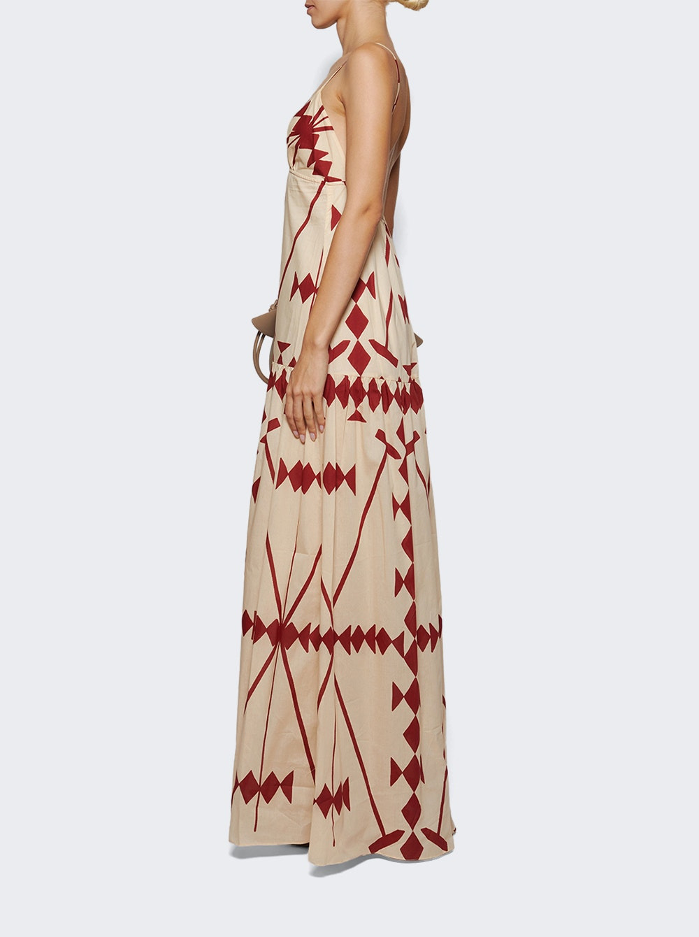 Zea Palm Maxi Dress Ecru And Wine - 3