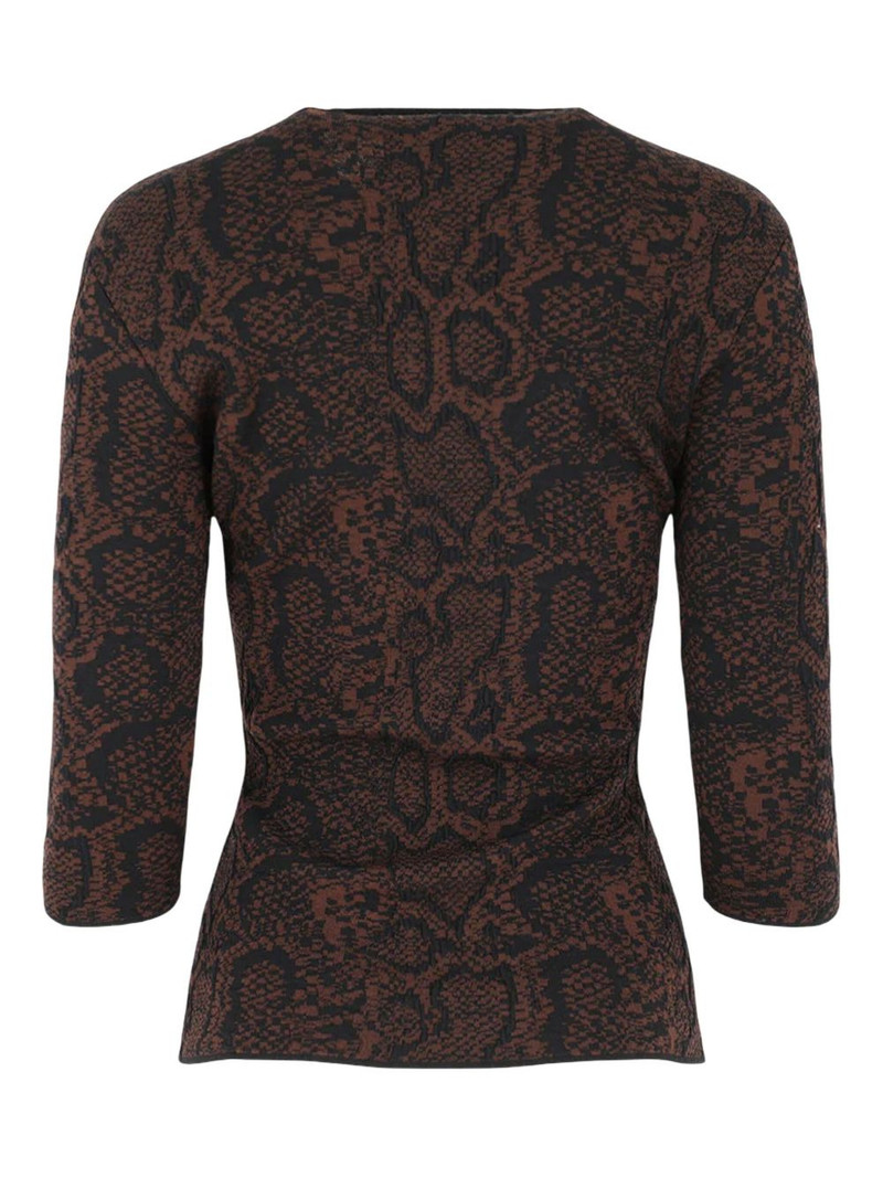 Stella McCartney snake-print quarter-sleeve T-shirt outlook