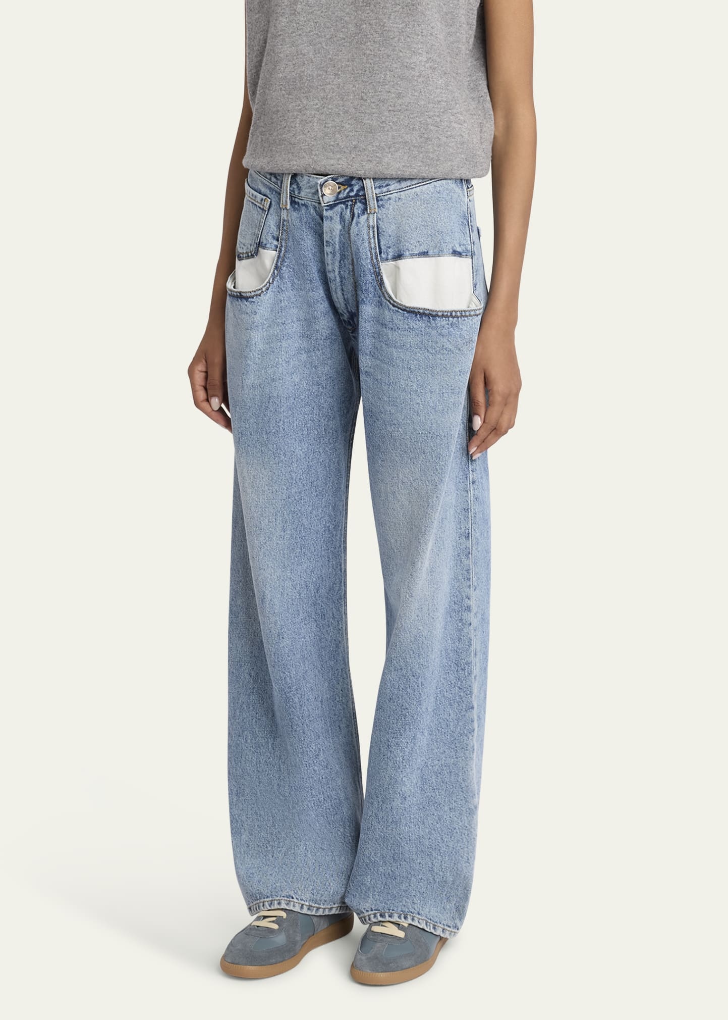 5-Pocket Wide-Leg Denim Pants - 4