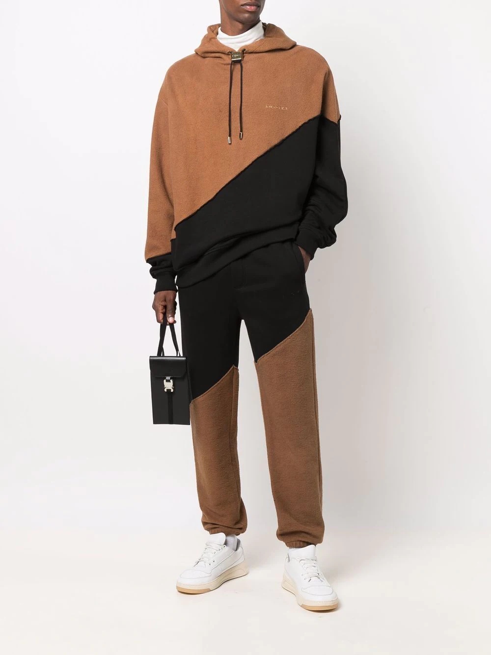 colour-block panelled drawstring hoodie - 2