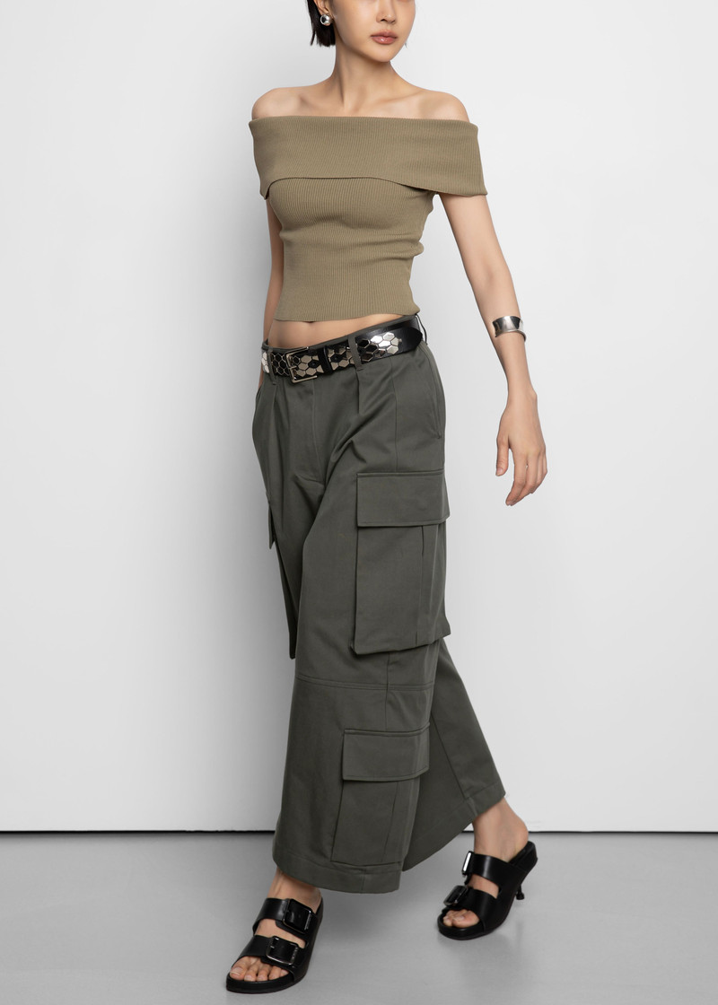 Villeron Cropped Cargo Pants - Dark Olive 6