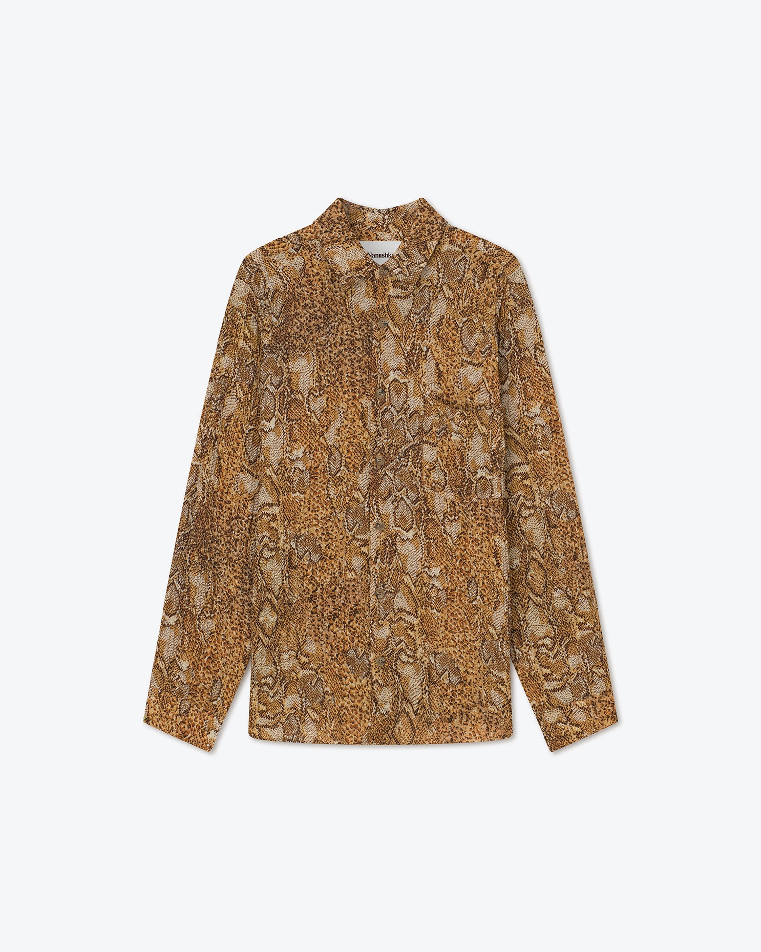 JARI - 60's pleat long-sleeve shirt - Snake print - 1