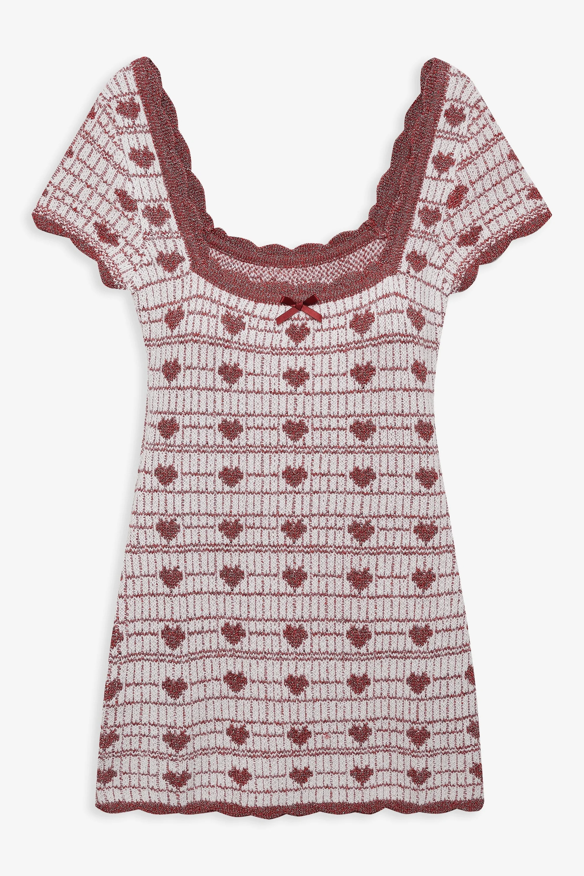 Candy Heart Knit Mini Dress - 1
