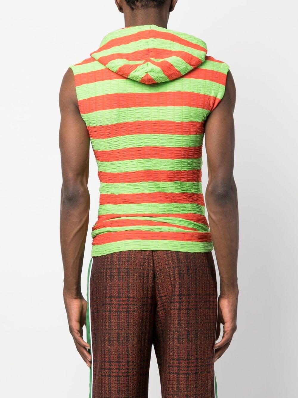 striped sleeveless hoodie - 4