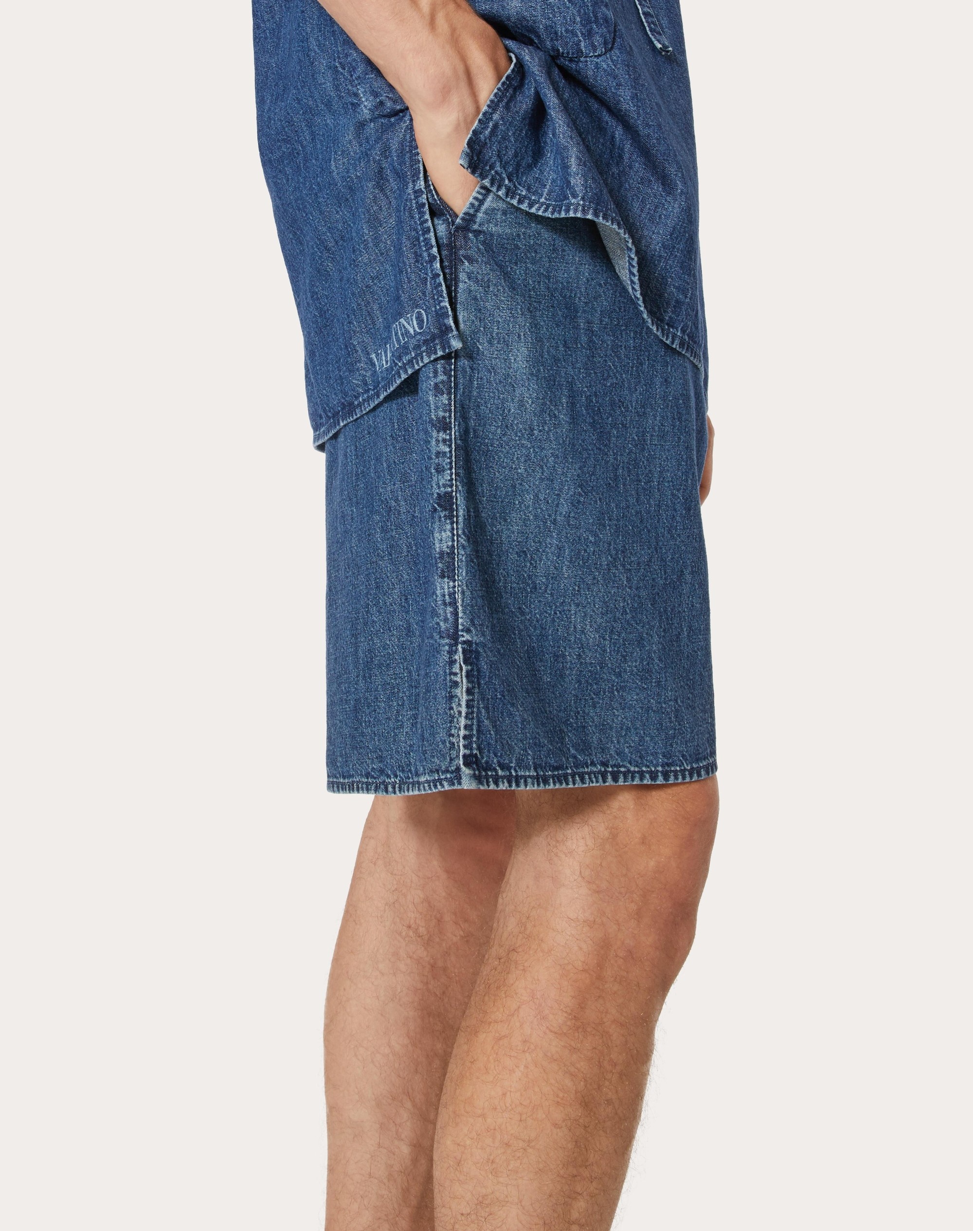 CHAMBRAY DENIM SHORTS - 5