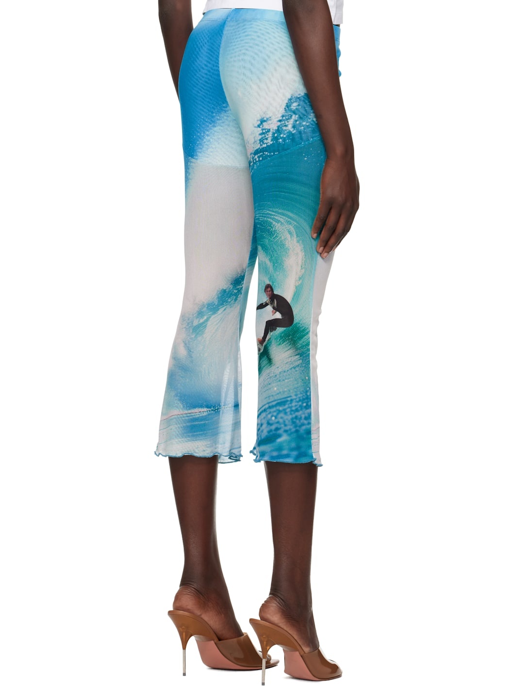 Blue Mesh Capri Wave Leggings - 3