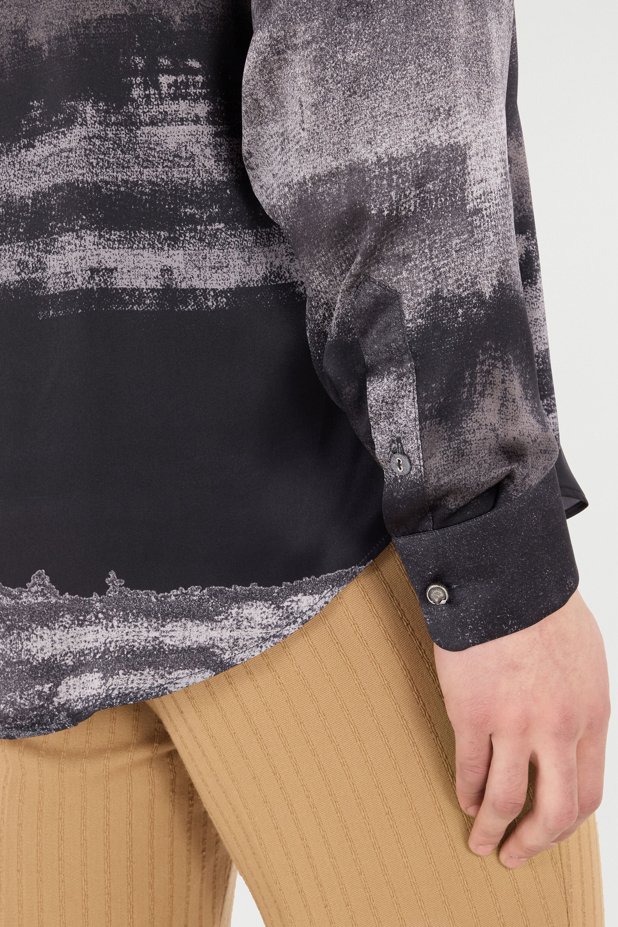 Used-Effect Gradient Silk Shirt - 7