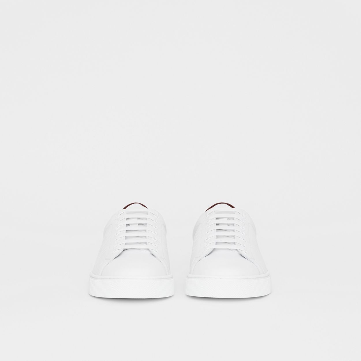 Perforated Check Leather Sneakers - 5