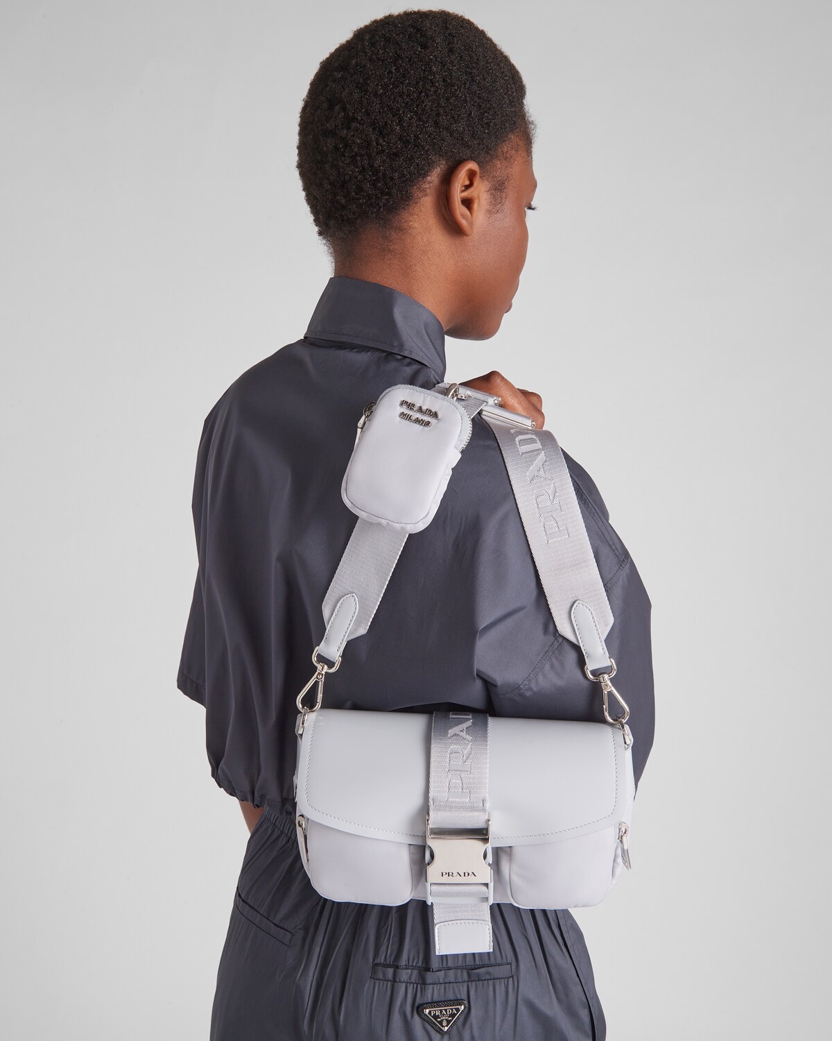 Prada Pocket nylon and brushed leather bag - 2