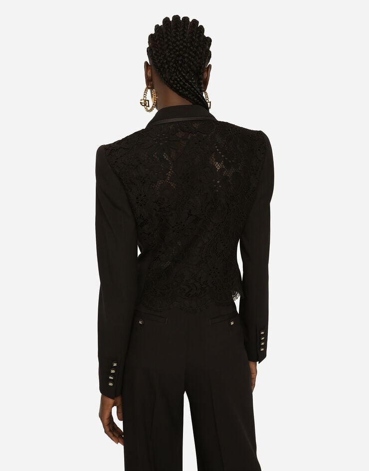 Short wool and cordonetto lace jacket - 5