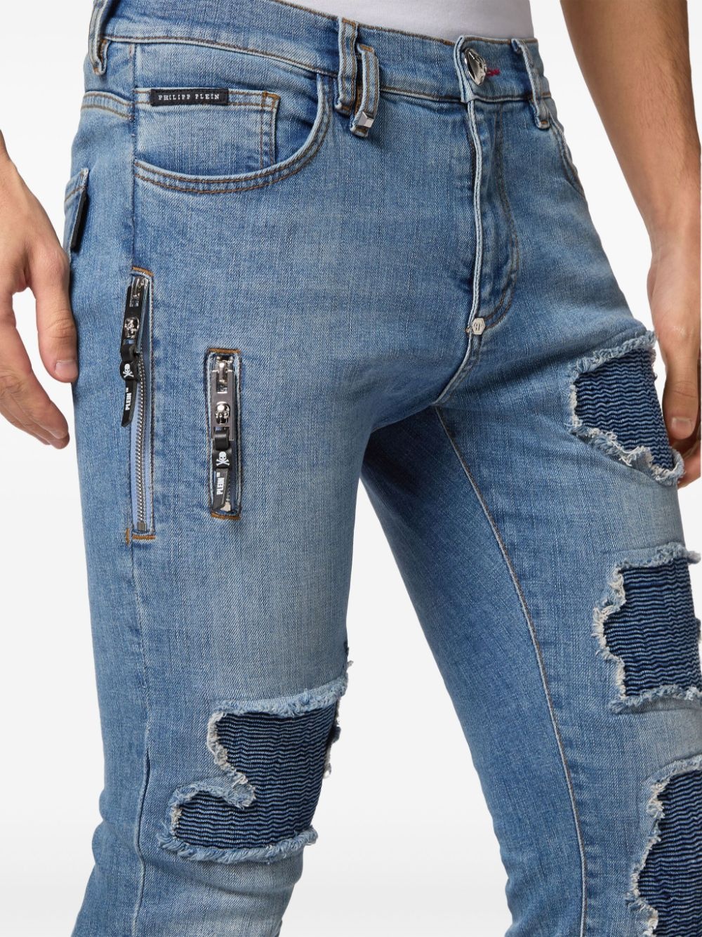 Rock Star ribbed-panels skinny jeans - 5