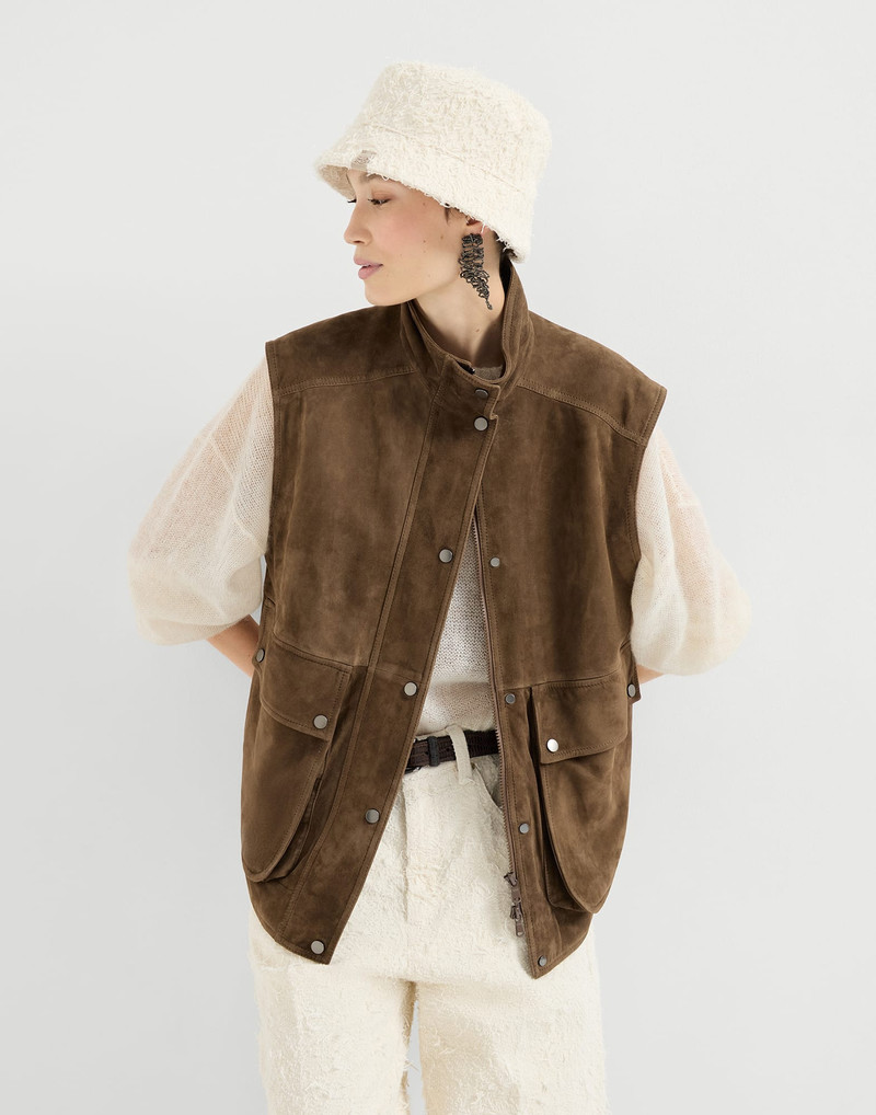Couture suede vest with monili 5