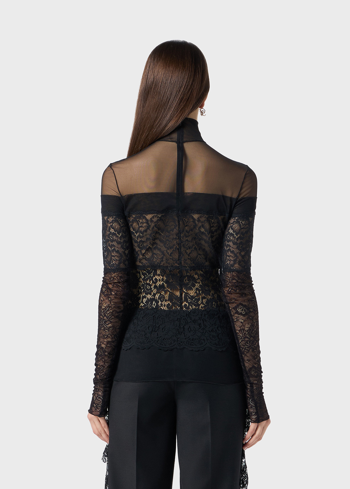 TULLE BLOUSE WITH SCALLOPED LACE - 2