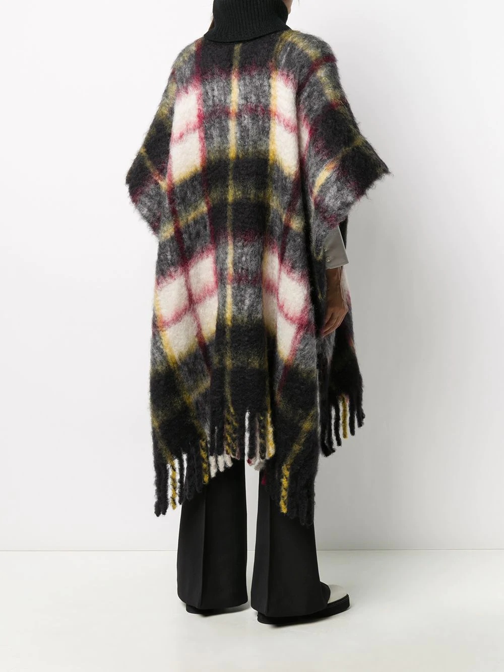 check pattern roll neck poncho - 4