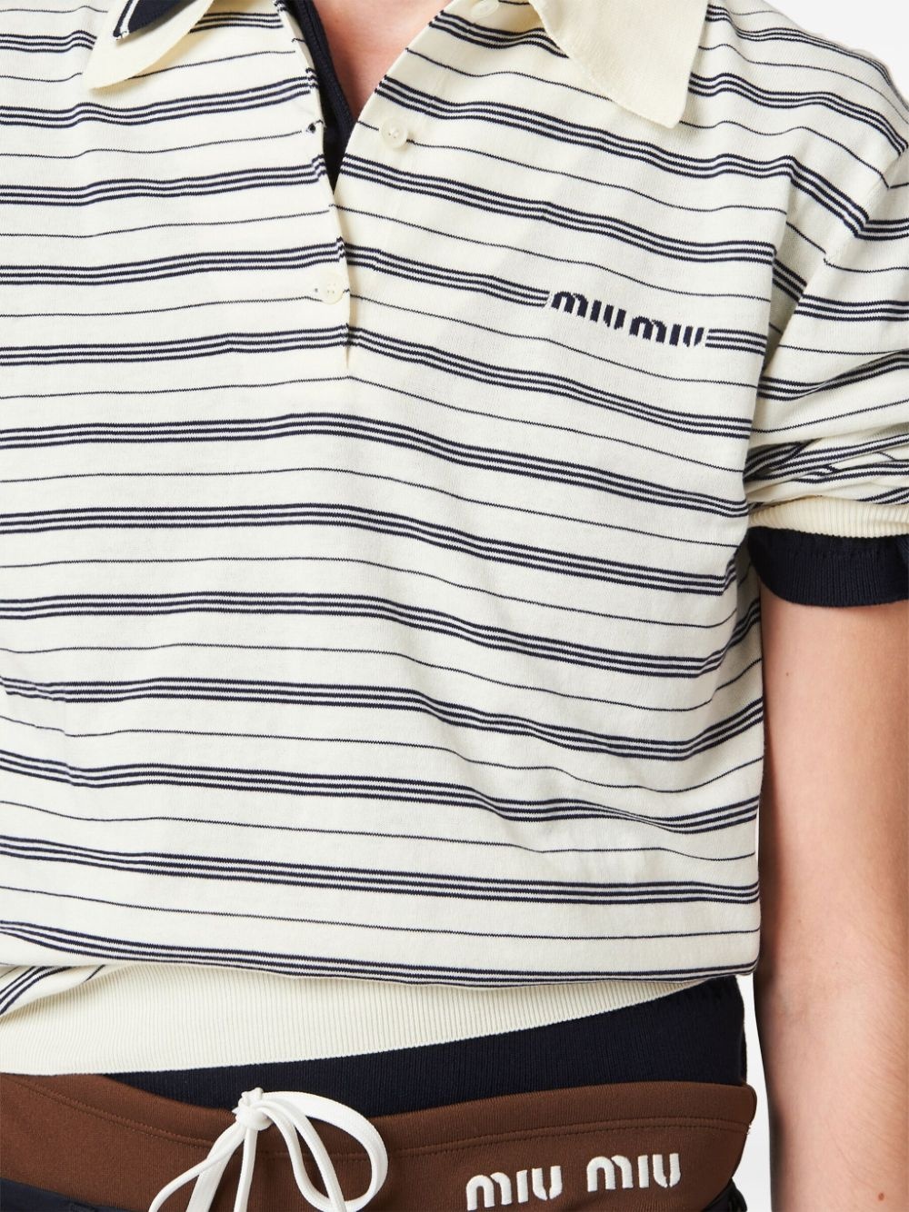 striped knitted cotton polo shirt - 4
