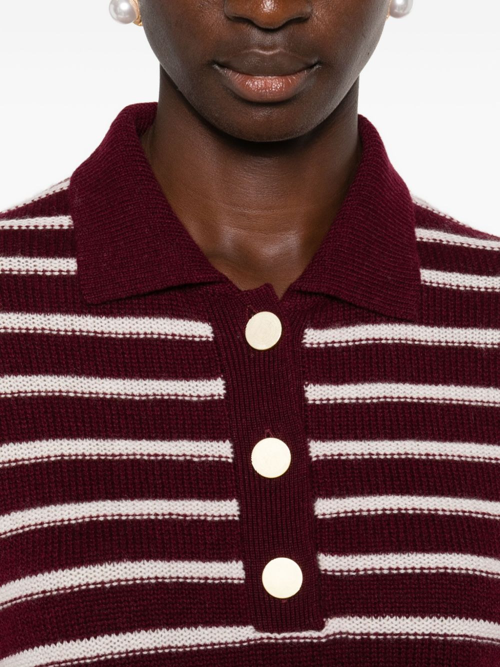 striped button-placket polo top - 5