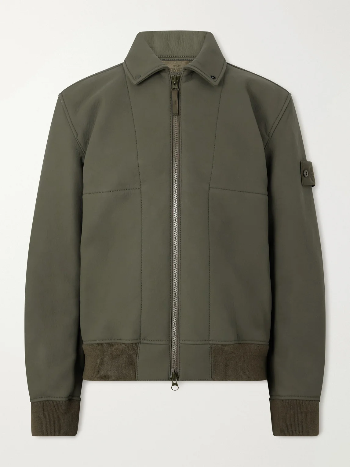 STONE ISLAND GHOST Garment-Dyed Rubberised-Leather Jacket - 1