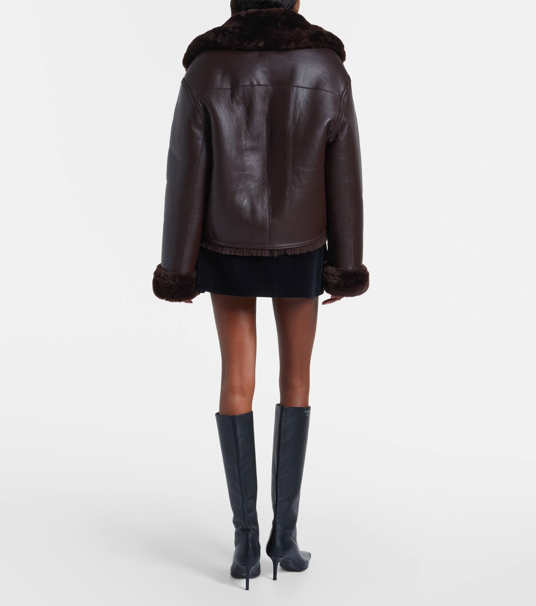 Reversible shearling and leather jacket - 3