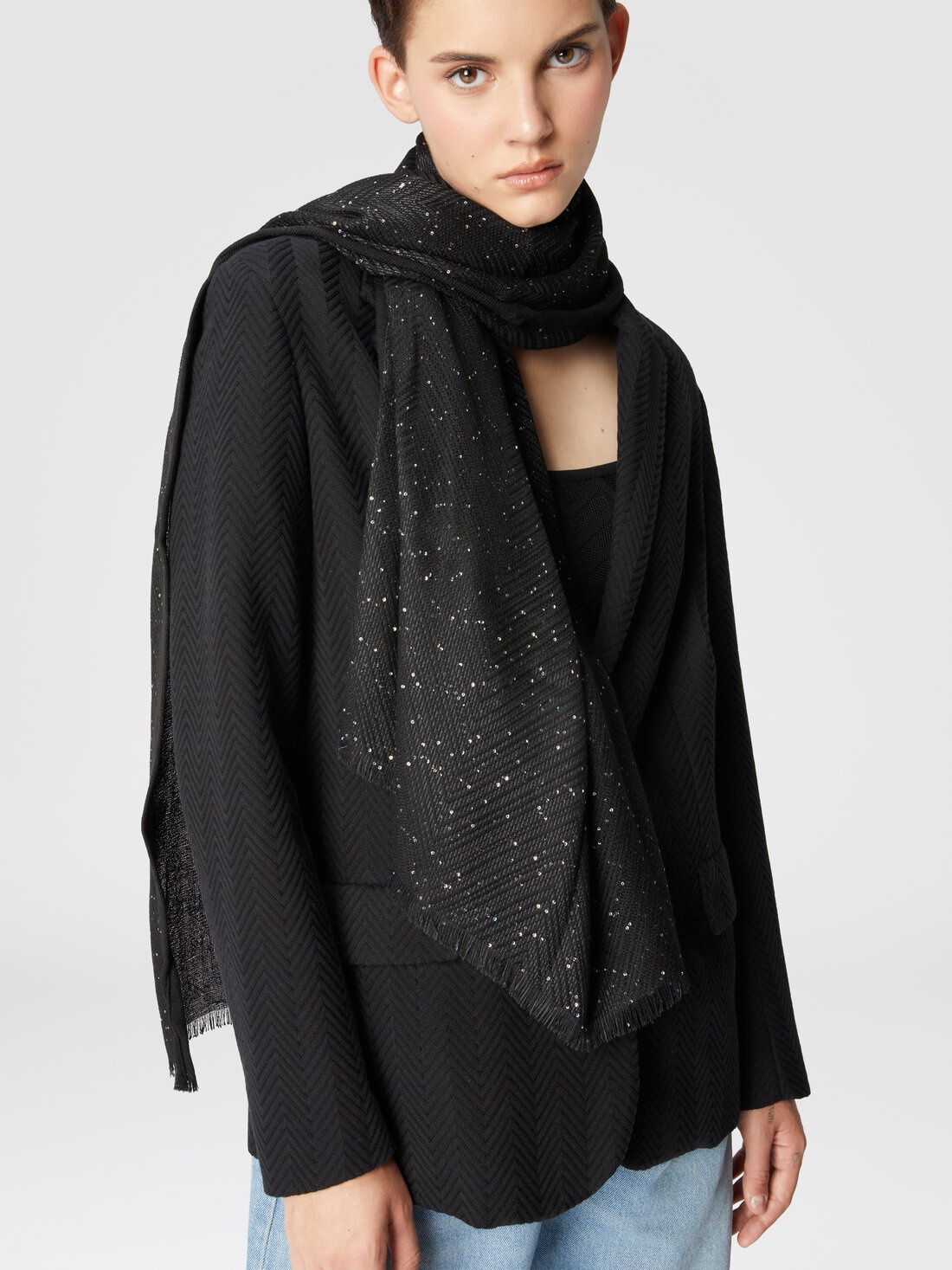 Viscose blend stole with sequins - 3