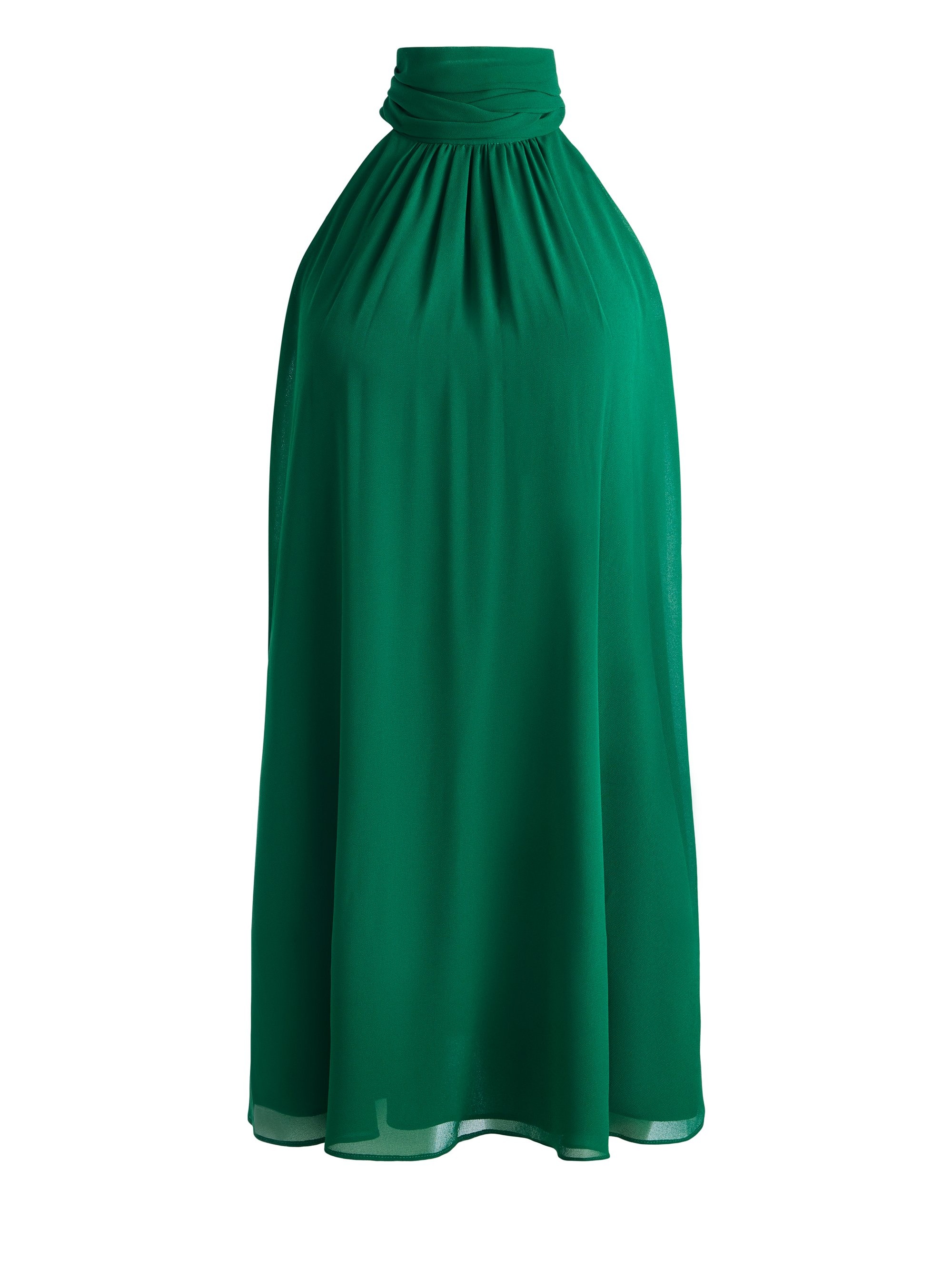 CORINE HALTER TIE NECK TRAPEZE MINI DRESS - 1