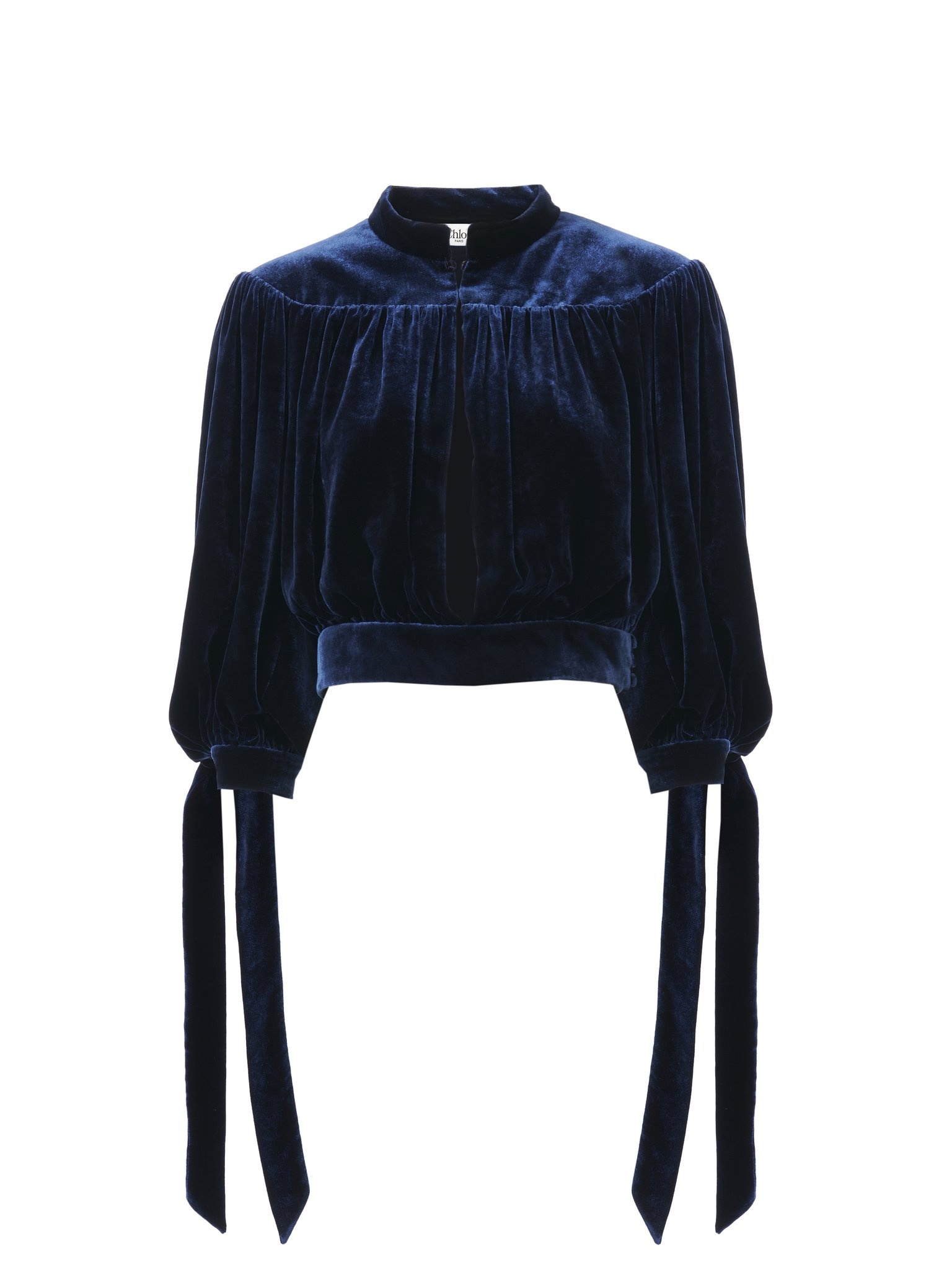 GATHERED CROPPED TOP IN VELVET - 1