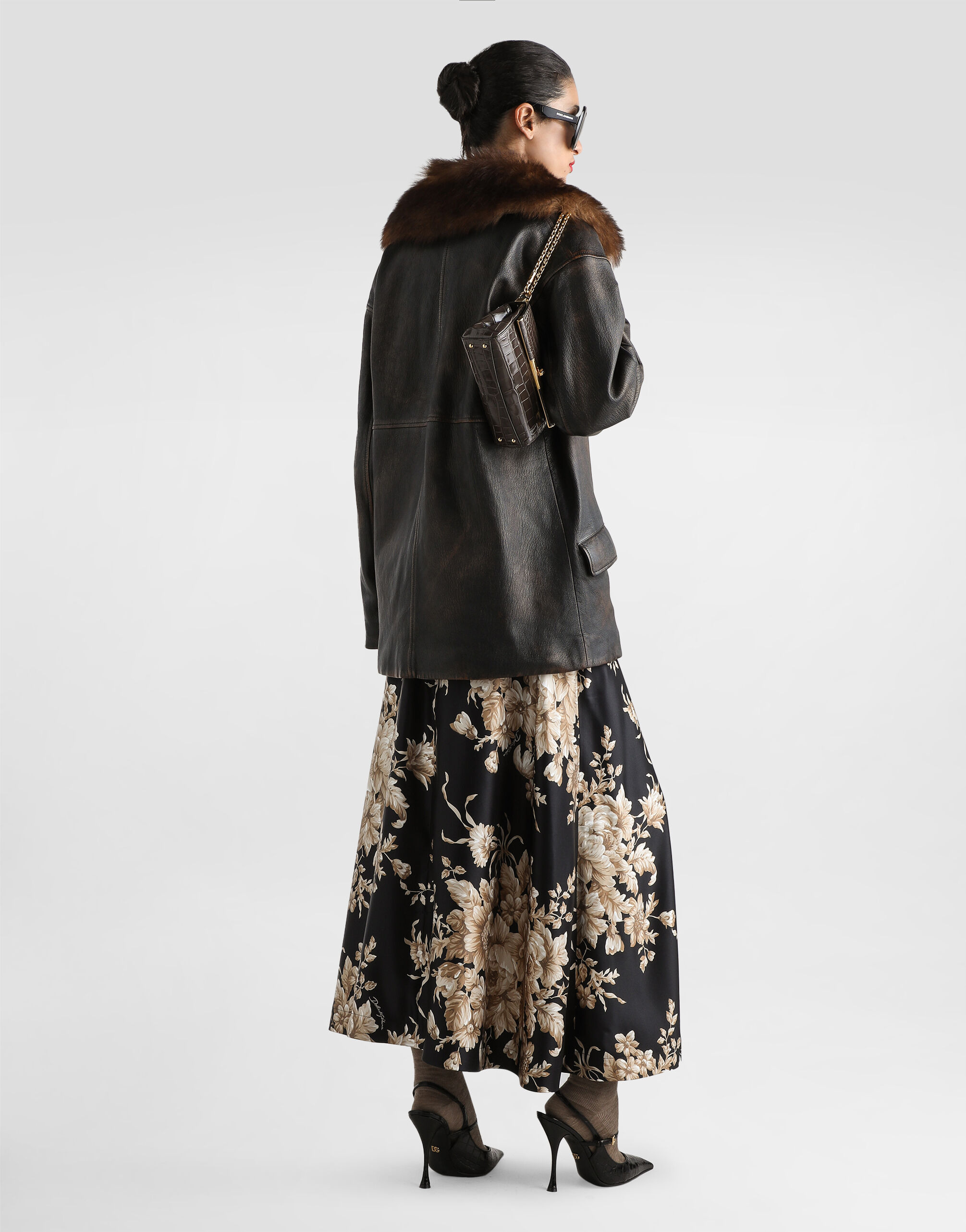 Rose-print midi skirt - 5