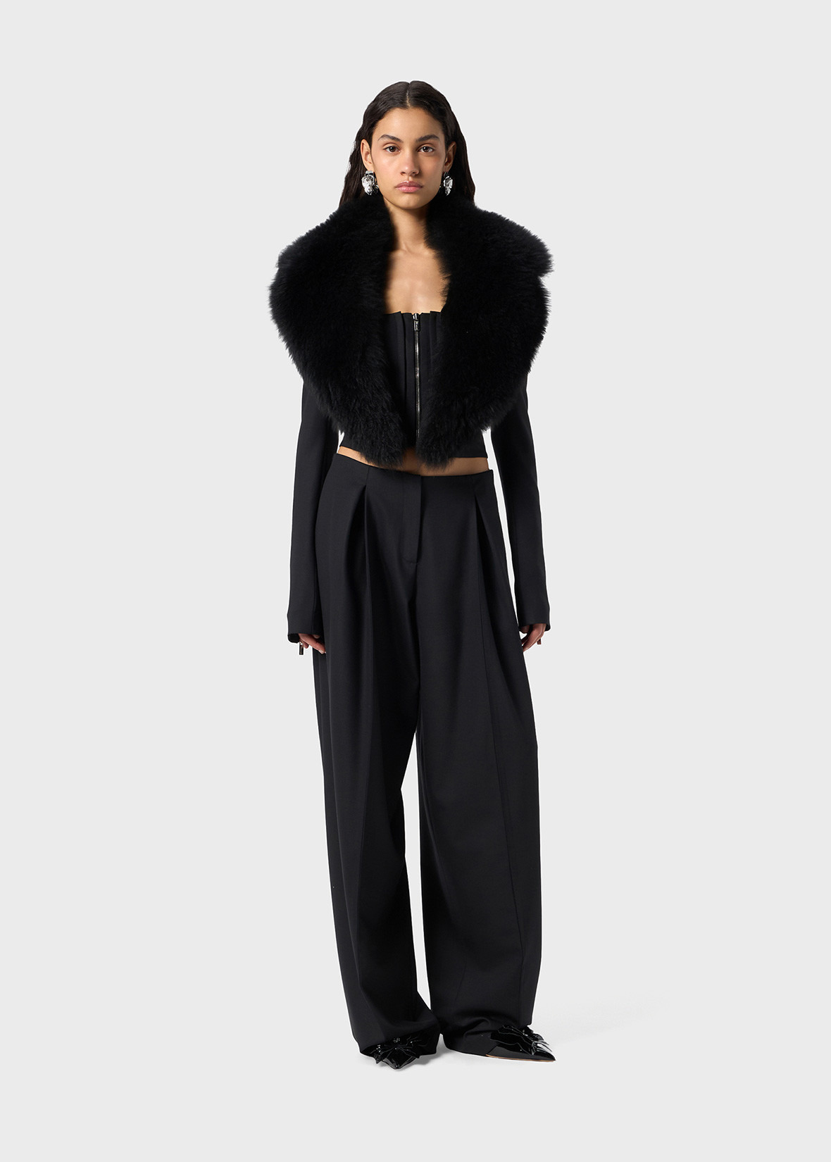 TWILL JACKET WITH FUR COLLAR - 2