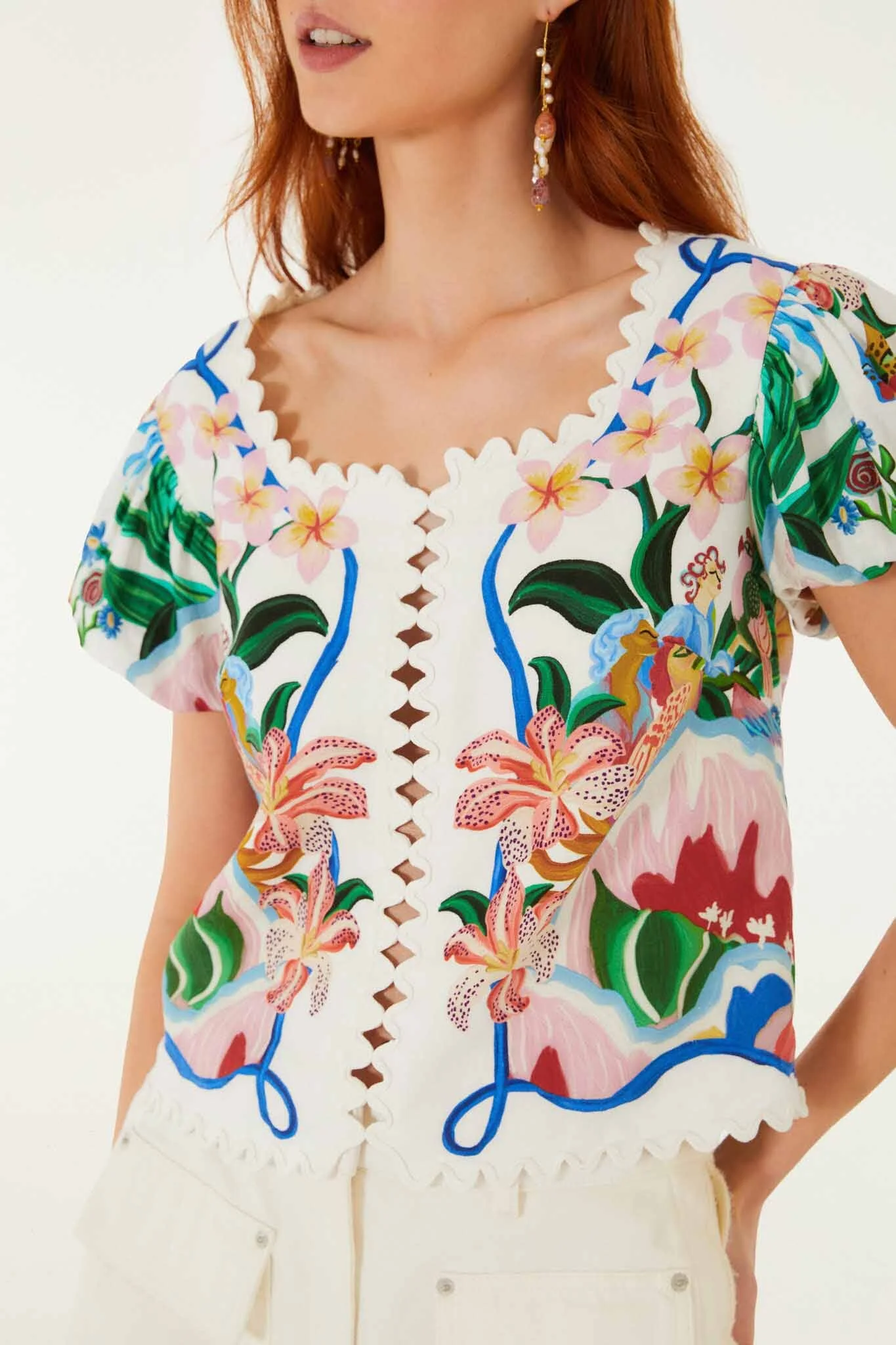 Off-White Garden Of Life Scarf Scalloped Blouse - 1
