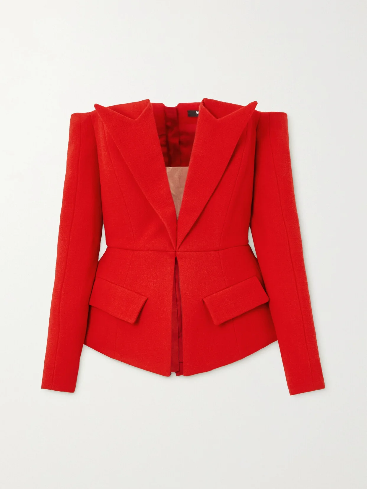 Off-the-shoulder Wool-crepe Peplum Top - 1