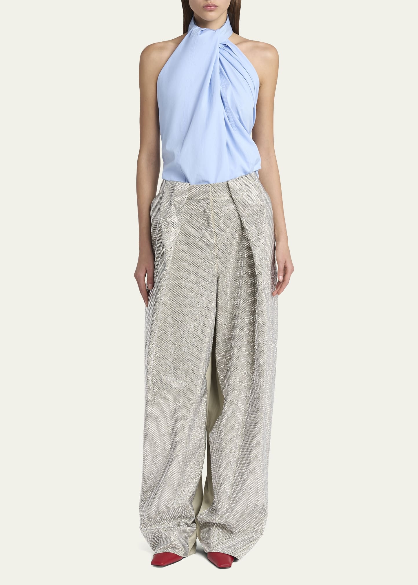 Halterneck Poplin Top - 2