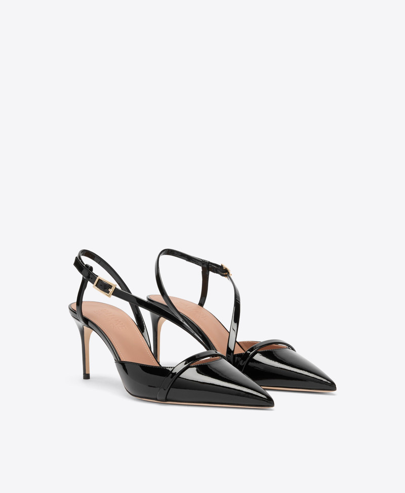 MALONE SOULIERS Valeria 70 Black Patent Slingbacks outlook