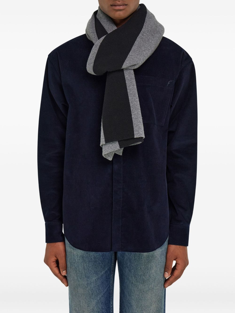 central-stripe wool-cashmere blend scarf - 1
