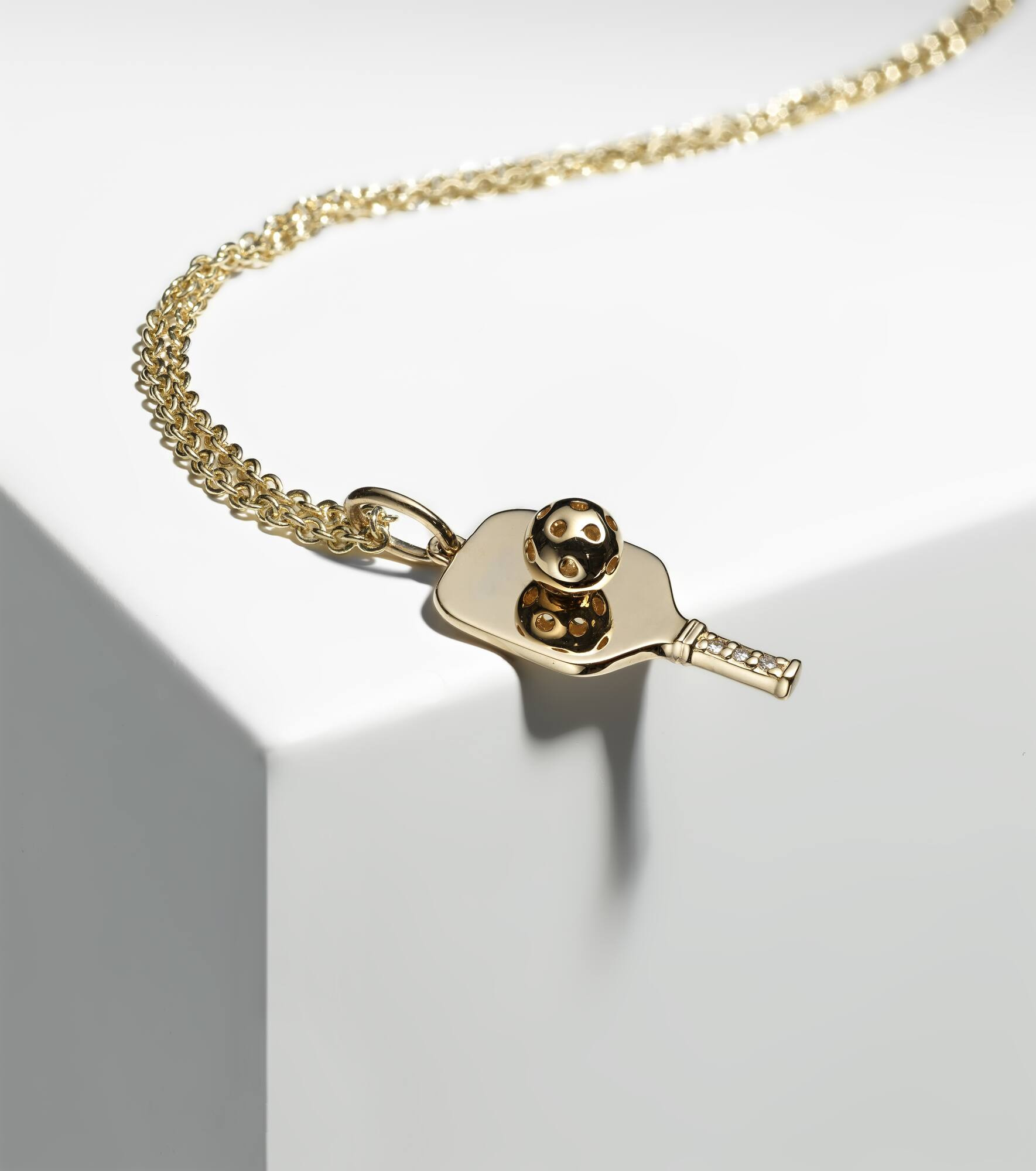 Pickleball 14kt gold pendant necklace with diamonds - 5