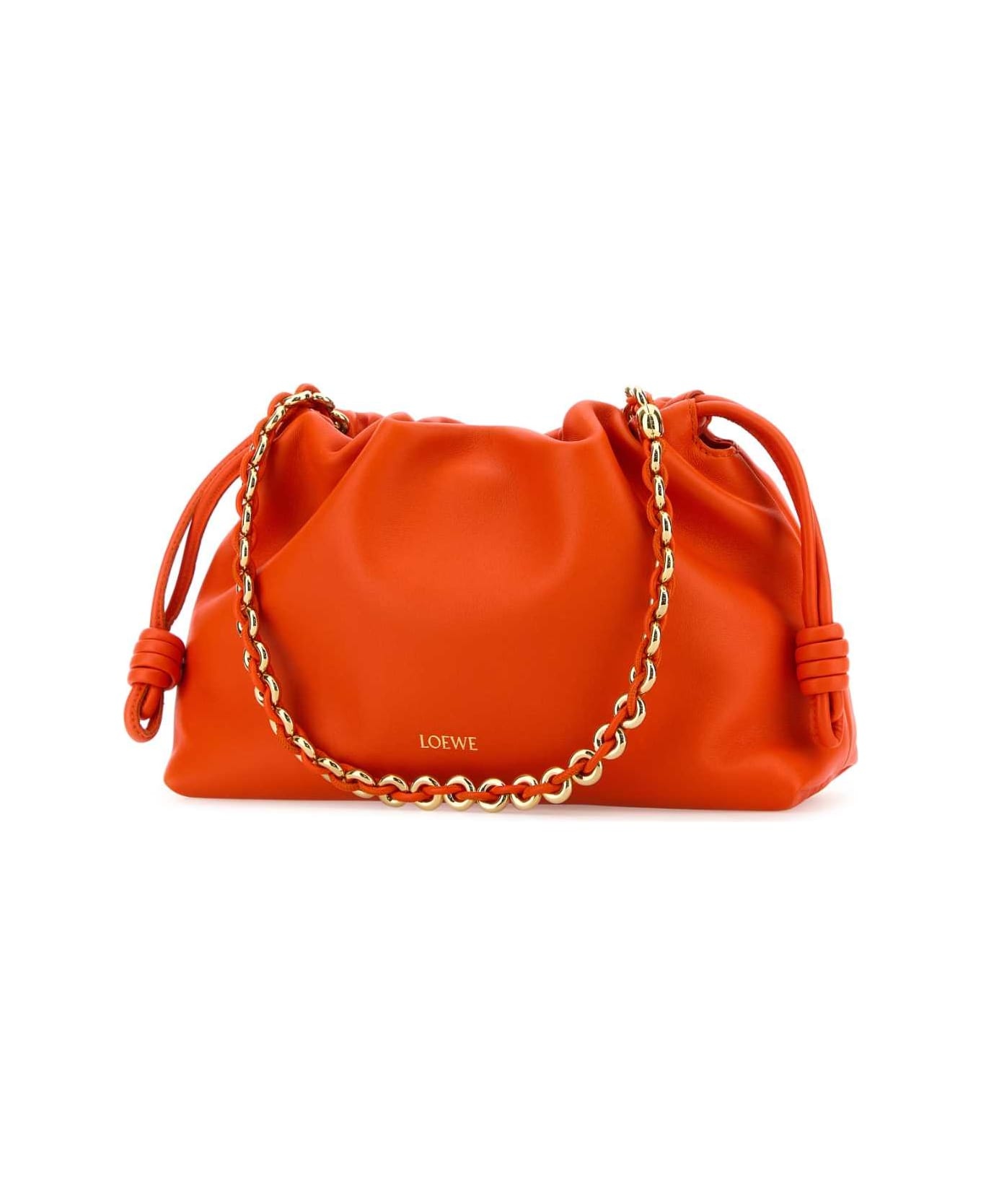 Fluo Orange Nappa Leather Medium Flamenco Clutch - 2