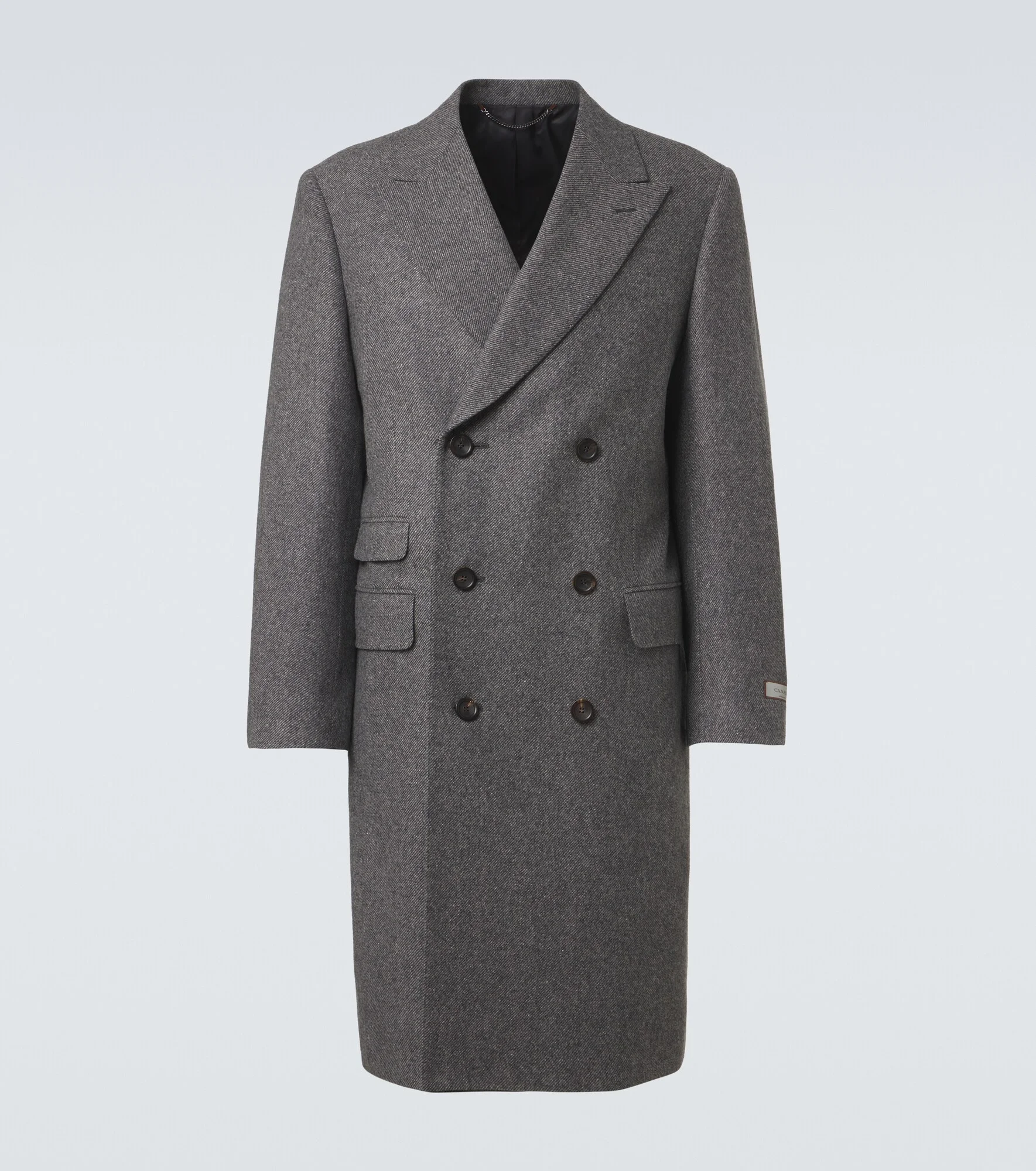Double-breasted wool and silk coat - 1