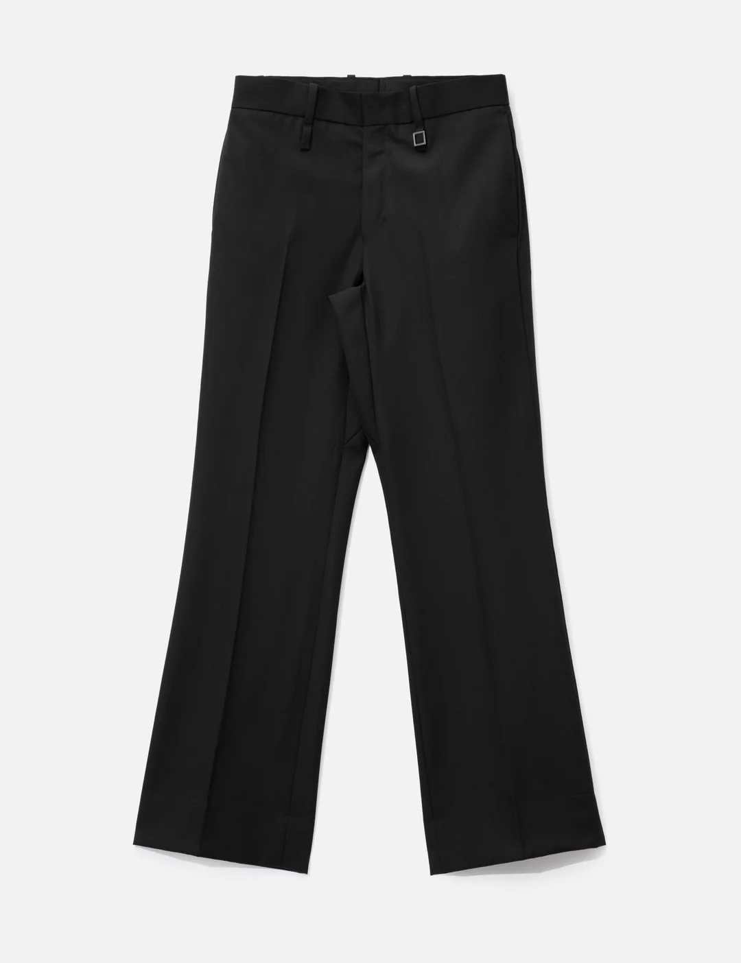 BLACK SEMI-WIDE WOOL PANTS - 1