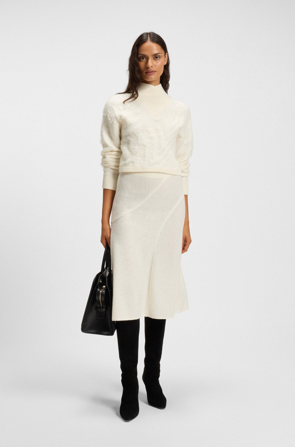 CROPPED WOOL-BLEND SWEATER WITH LAYERED NECKLINE - 3