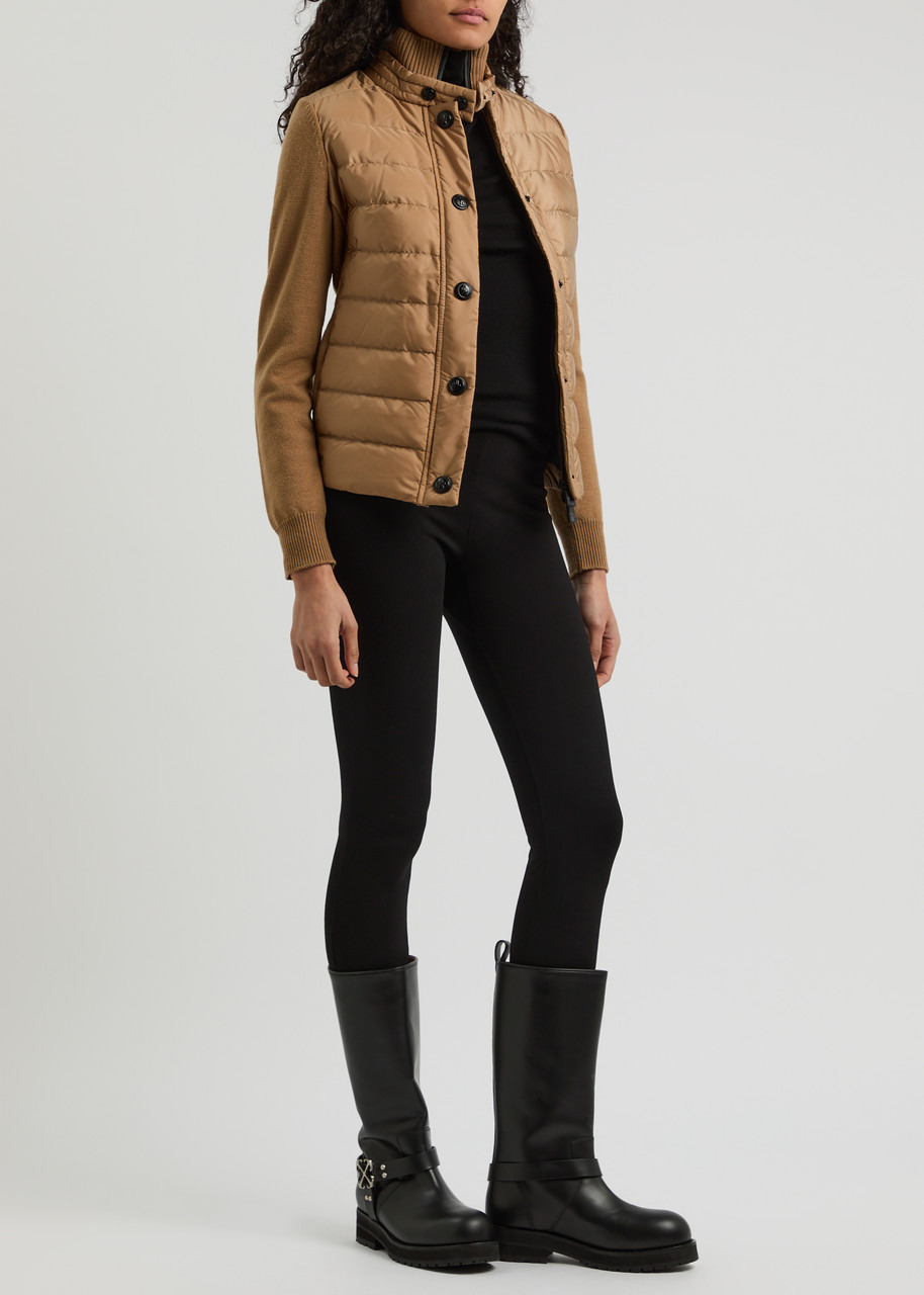 Moncler Logo Quilted Shell and Wool-blend Cardigan - 4