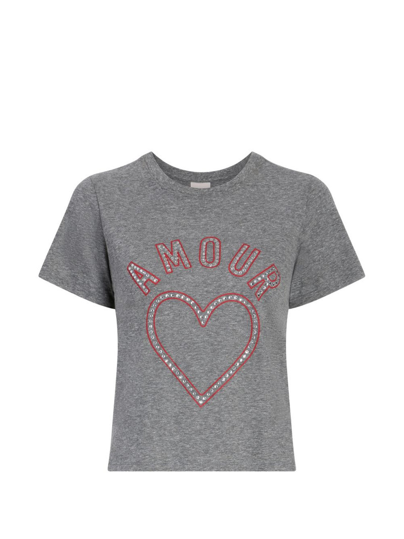 Crystal Amour Heart shrunken T-shirt 1