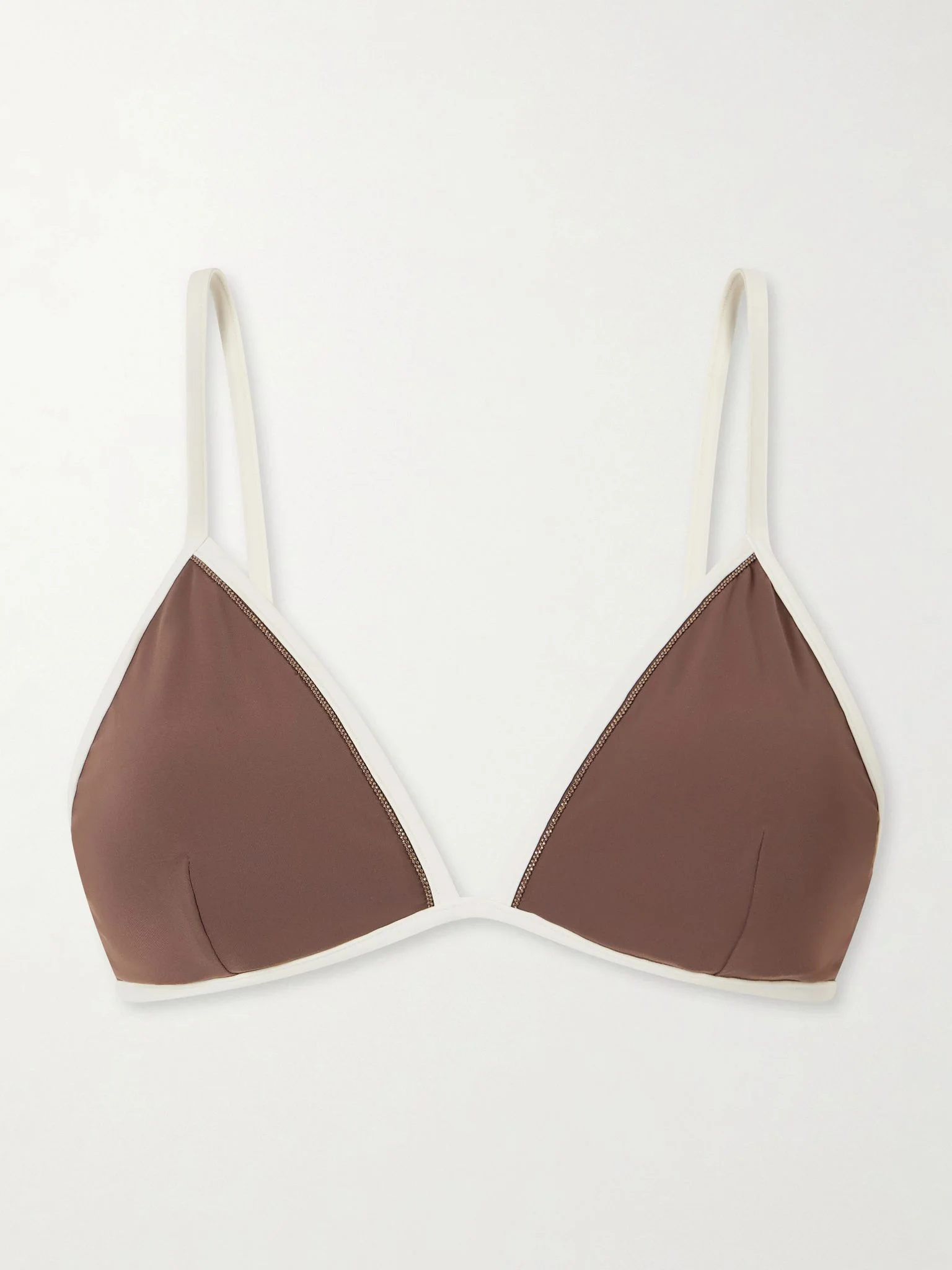 Bead-embellished triangle bikini top Brown - 1