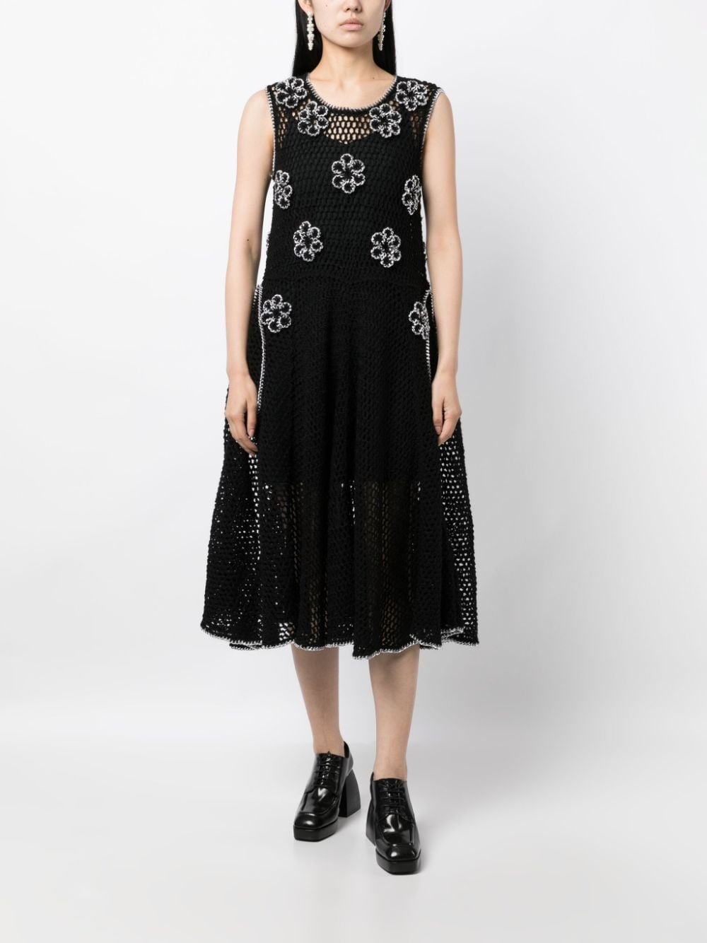 floral-appliquÃ© knitted midi dress - 2