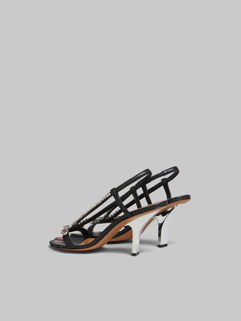 BLACK LEATHER SANDALS WITH GEMSTONES - 3