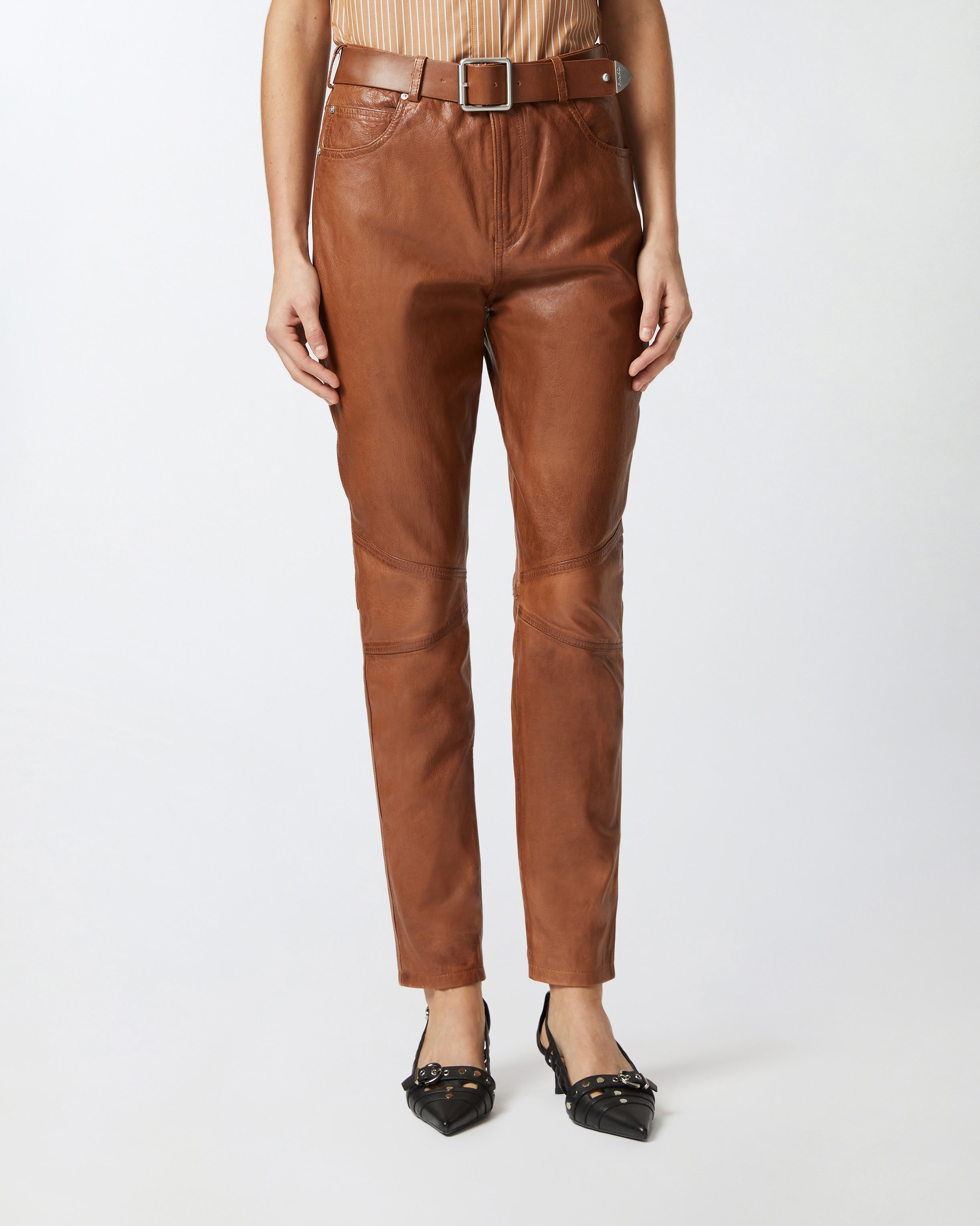 LEATHER TROUSERS WITH BELT - 3