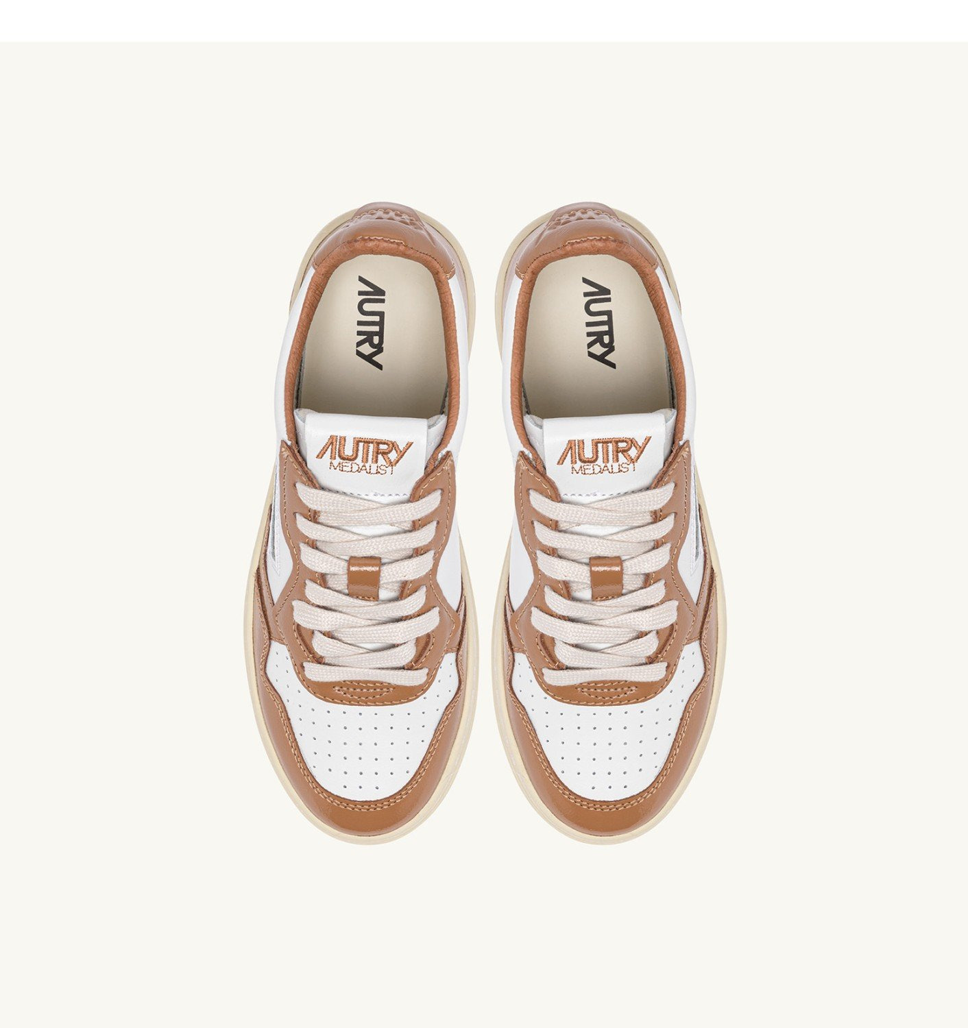 MEDALIST LOW SNEAKERS IN WHITE AND BROWN SUGAR LEATHER - 5